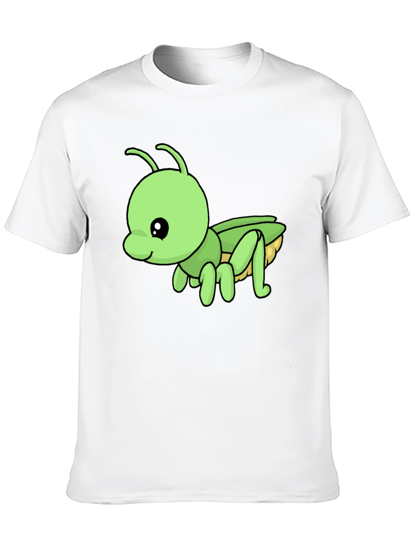 Cute Green Cartoon Insect Black T-Shirt