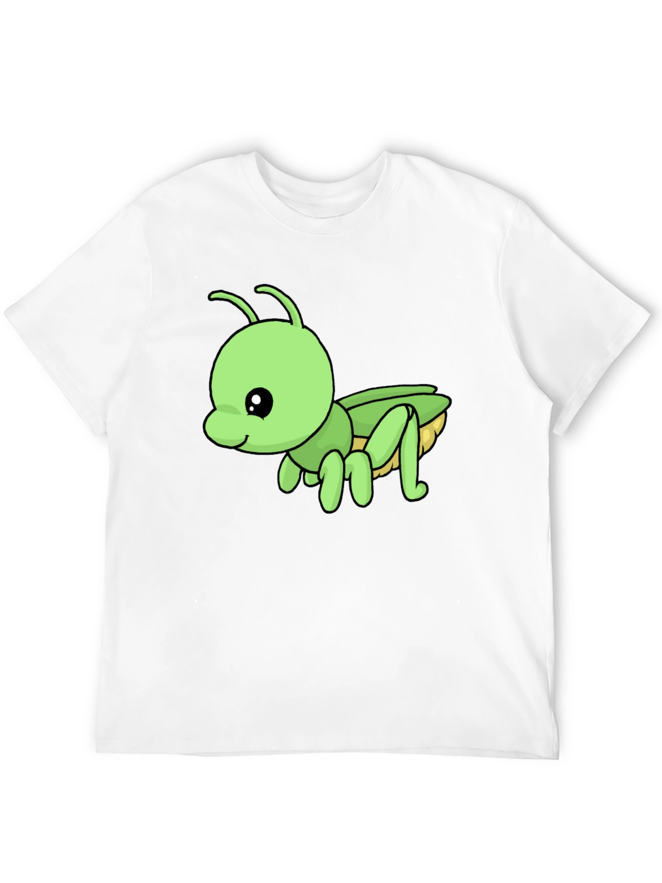Cute Green Cartoon Insect Black T-Shirt