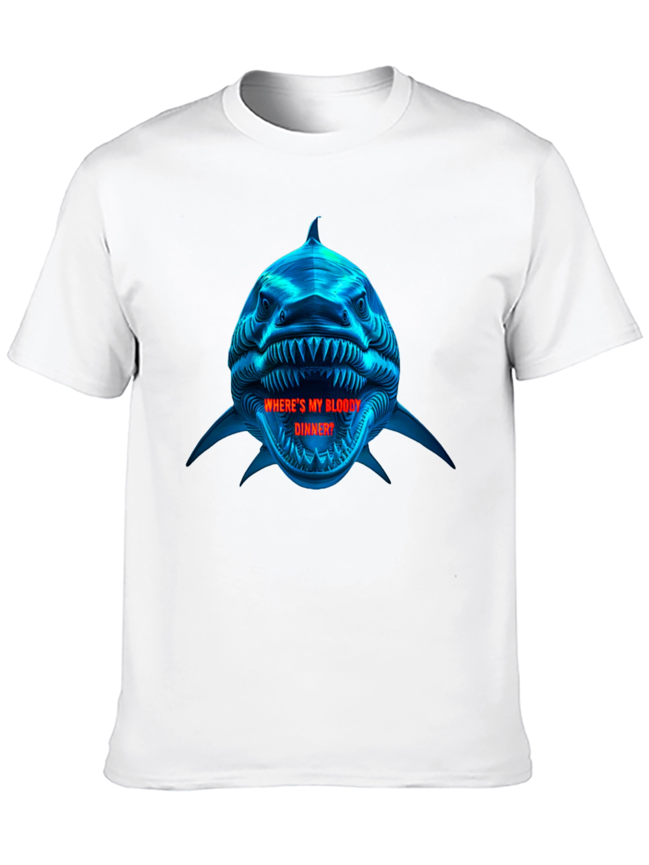 Shark Bloody Dinner Graphic Black T-Shirt
