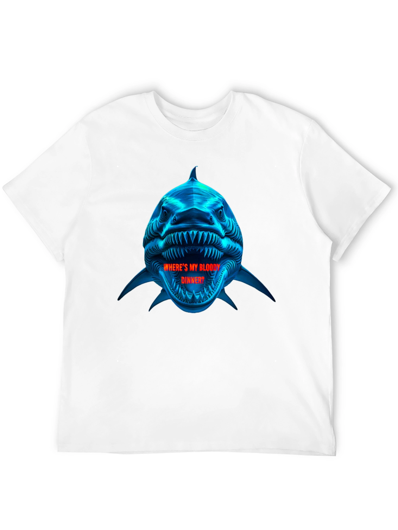 Shark Bloody Dinner Graphic Black T-Shirt