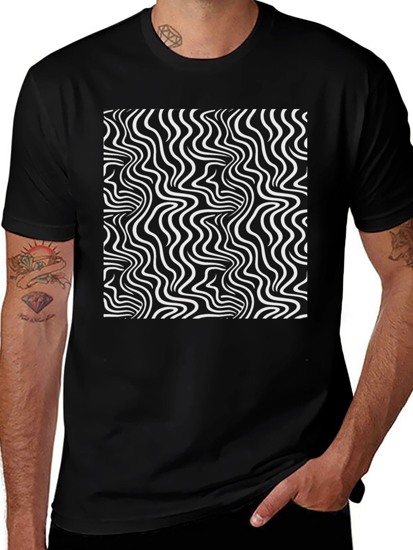 Optical Illusion Graphic Black T-Shirt