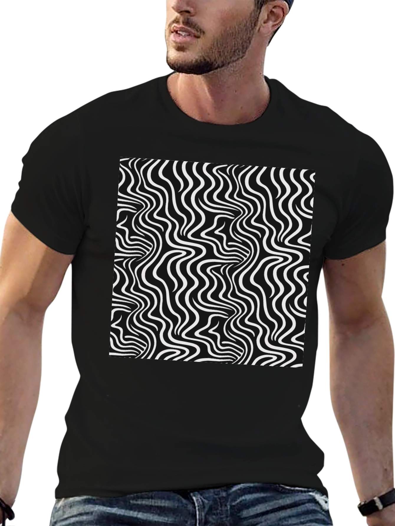 Optical Illusion Graphic Black T-Shirt