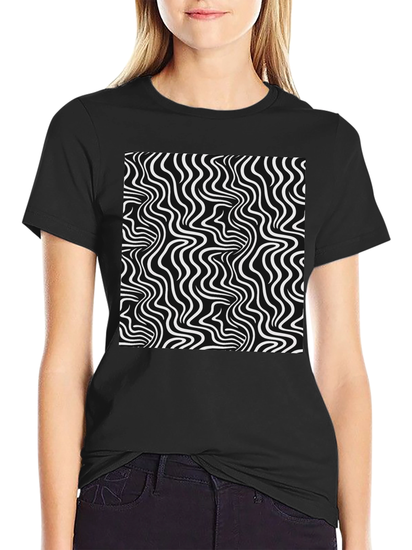 Optical Illusion Graphic Black T-Shirt