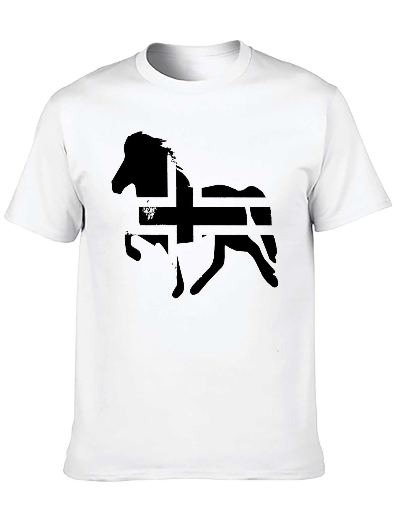 Icelandic Horse Flag Silhouette Graphic T-Shirt - Black