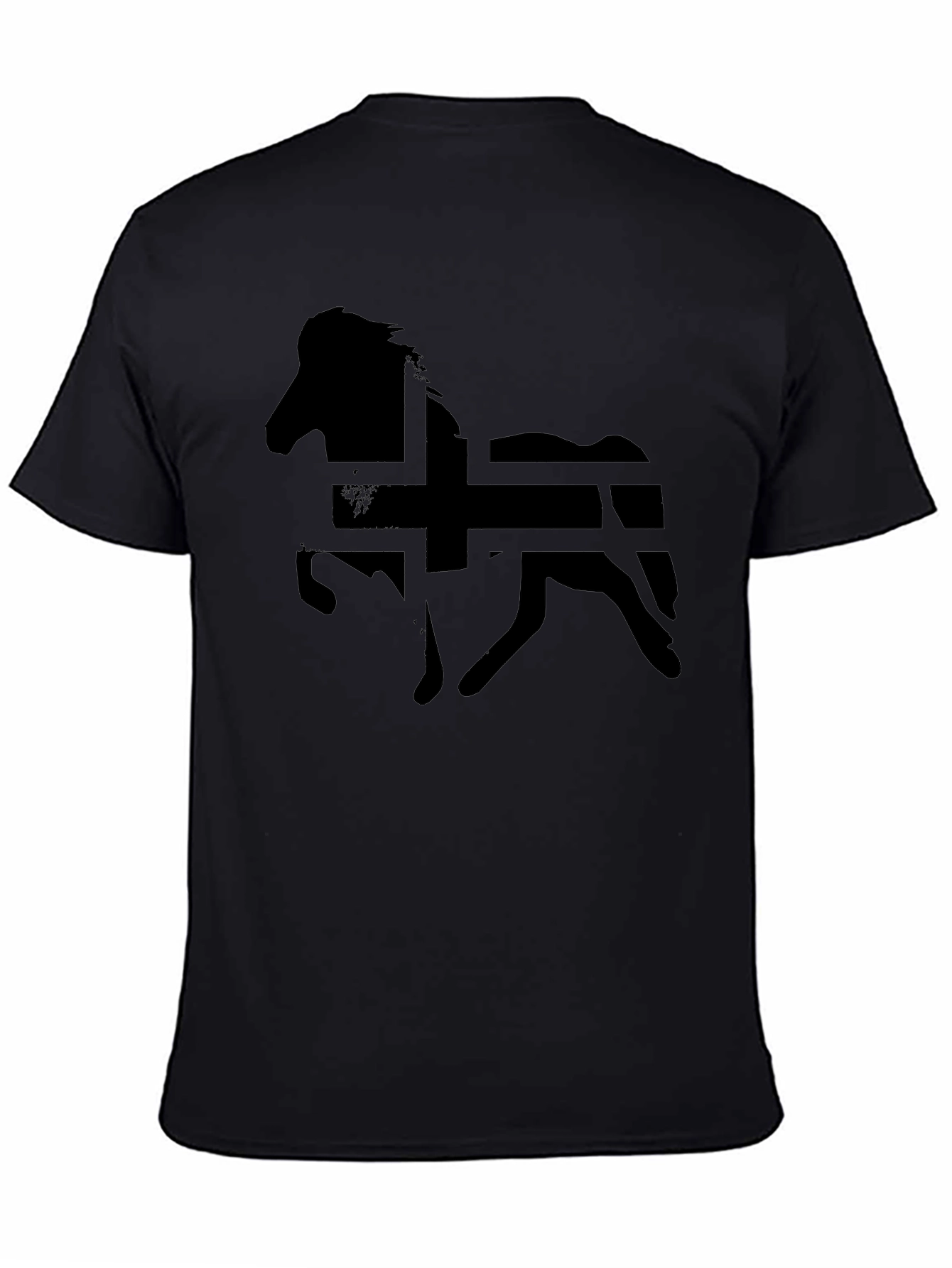 Icelandic Horse Flag Silhouette Graphic T-Shirt - Black
