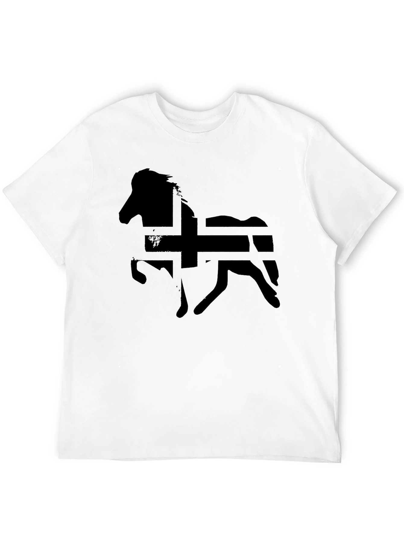 Icelandic Horse Flag Silhouette Graphic T-Shirt - Black