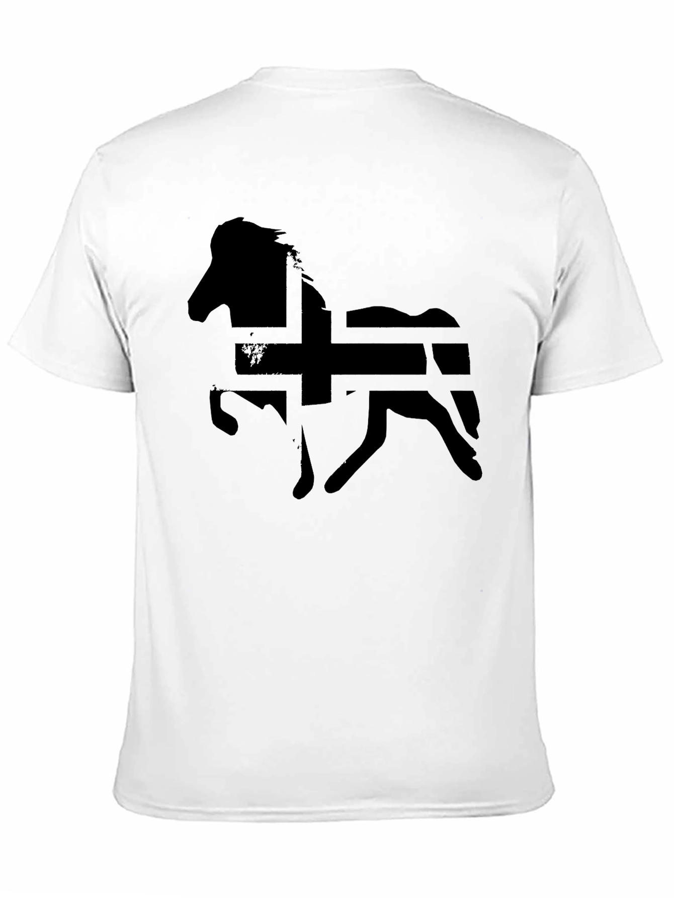 Icelandic Horse Flag Silhouette Graphic T-Shirt - Black