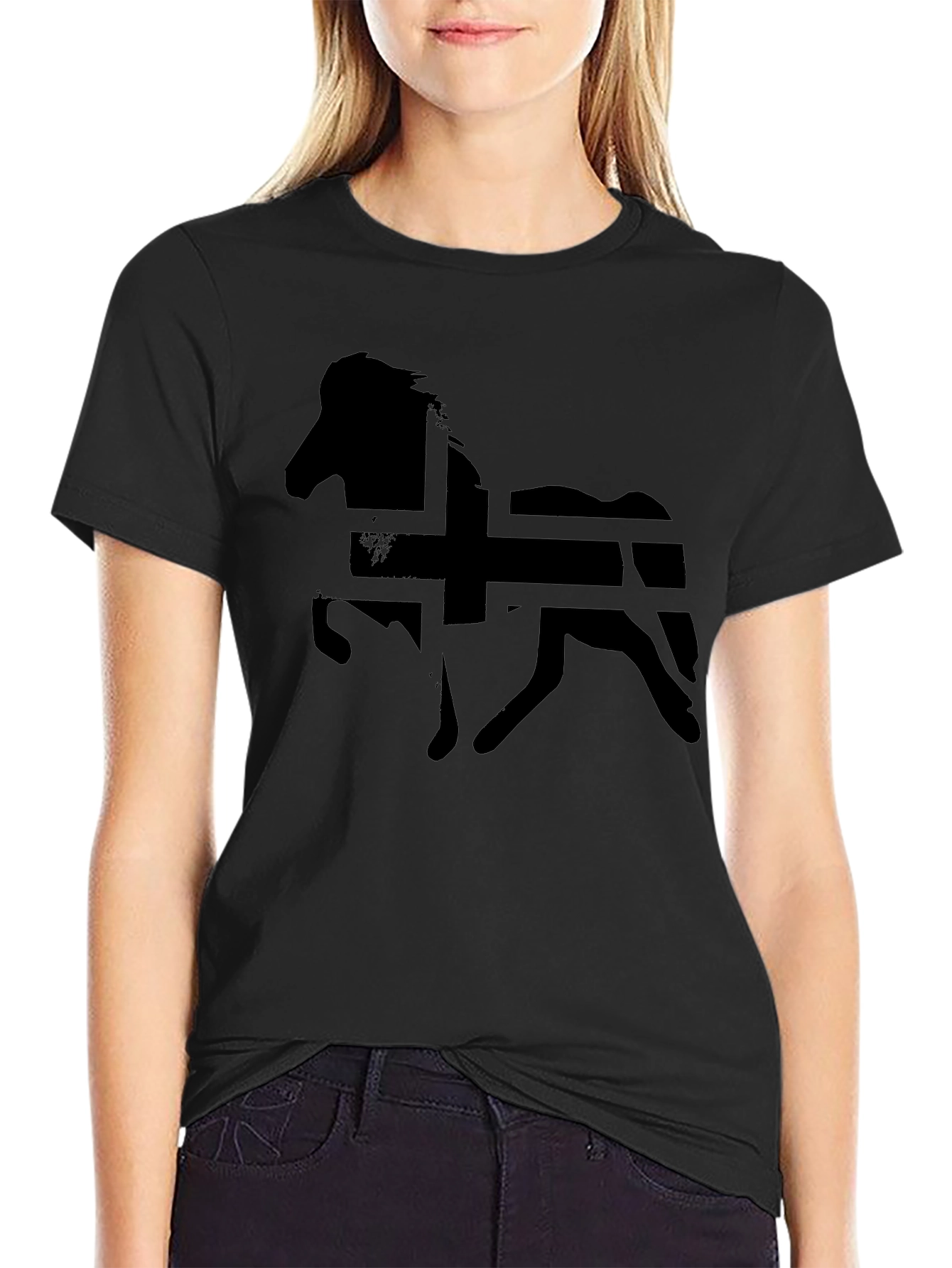 Icelandic Horse Flag Silhouette Graphic T-Shirt - Black