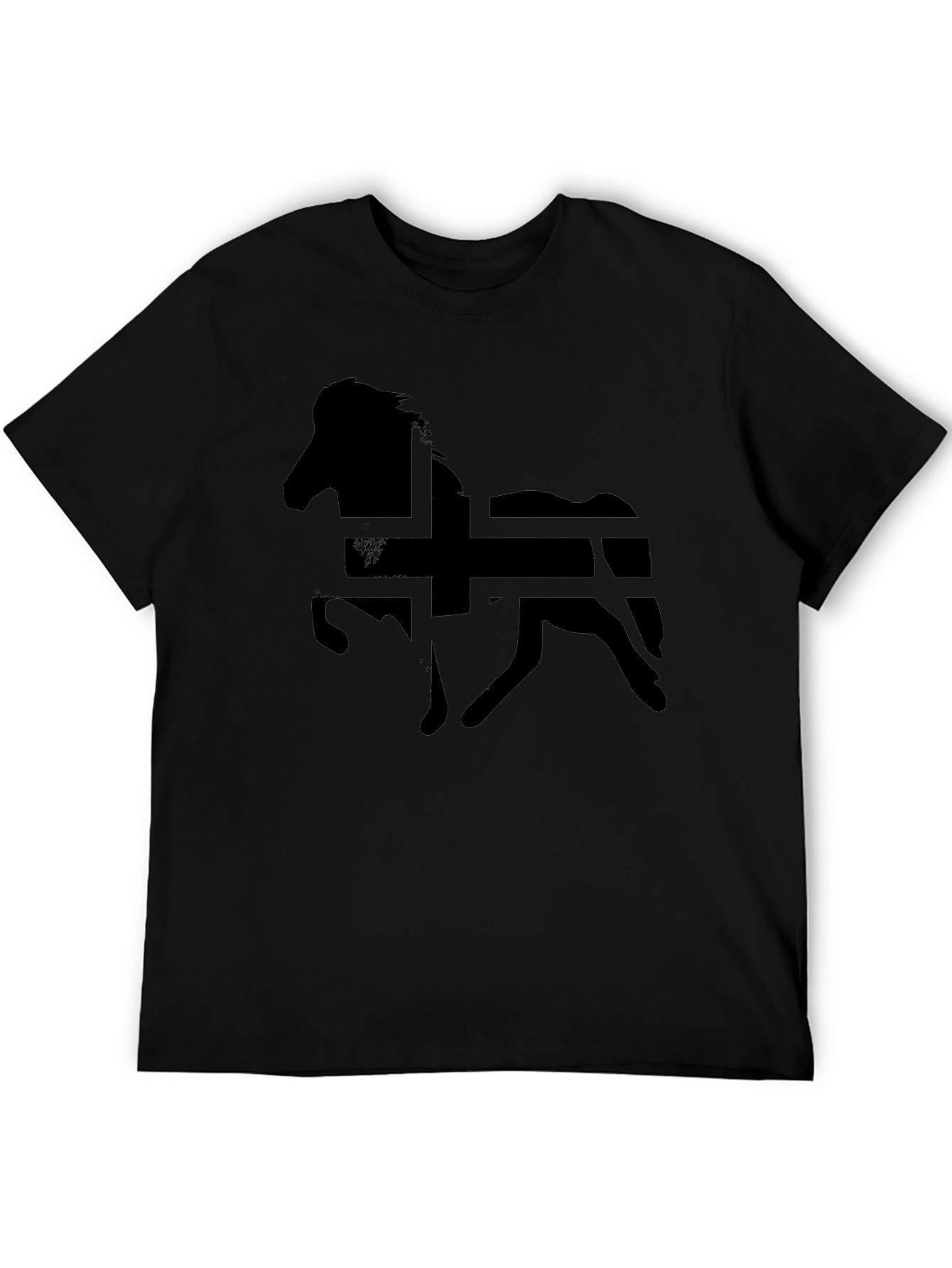 Icelandic Horse Flag Silhouette Graphic T-Shirt - Black