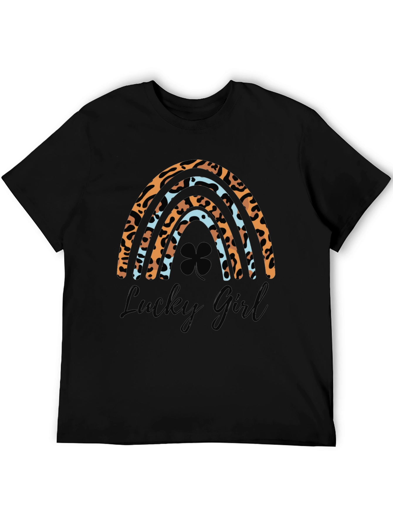Lucky Girl Rainbow Leopard Print St. Patricks Day T-Shirt