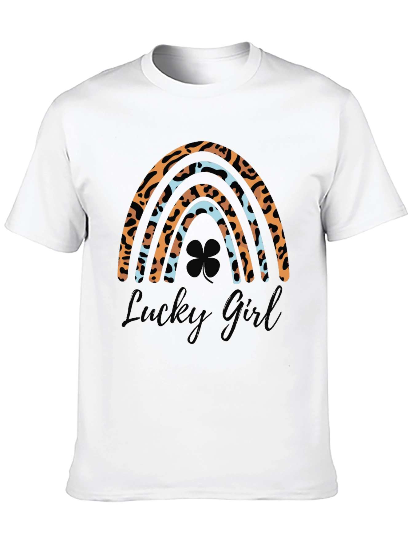 Lucky Girl Rainbow Leopard Print St. Patricks Day T-Shirt