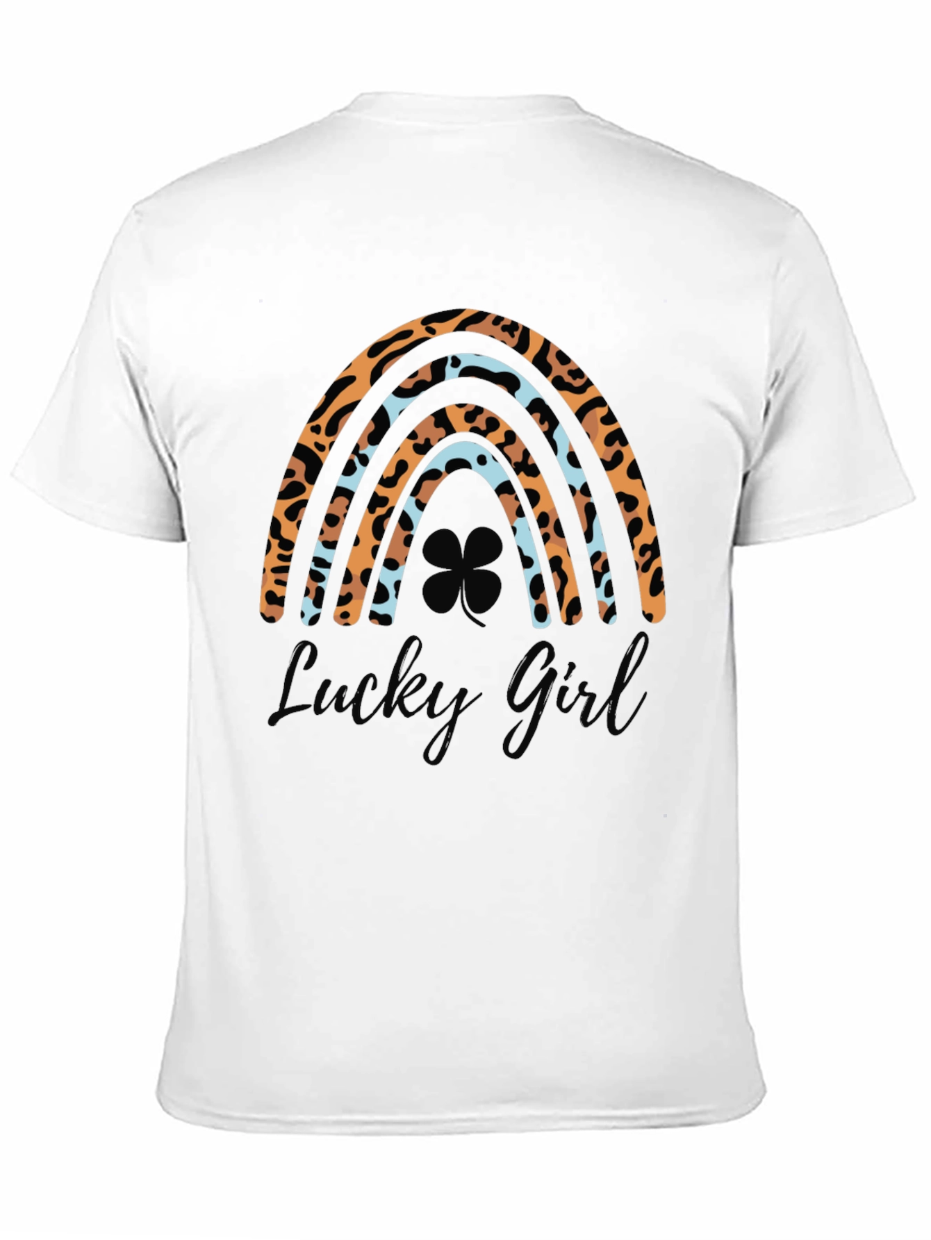Lucky Girl Rainbow Leopard Print St. Patricks Day T-Shirt