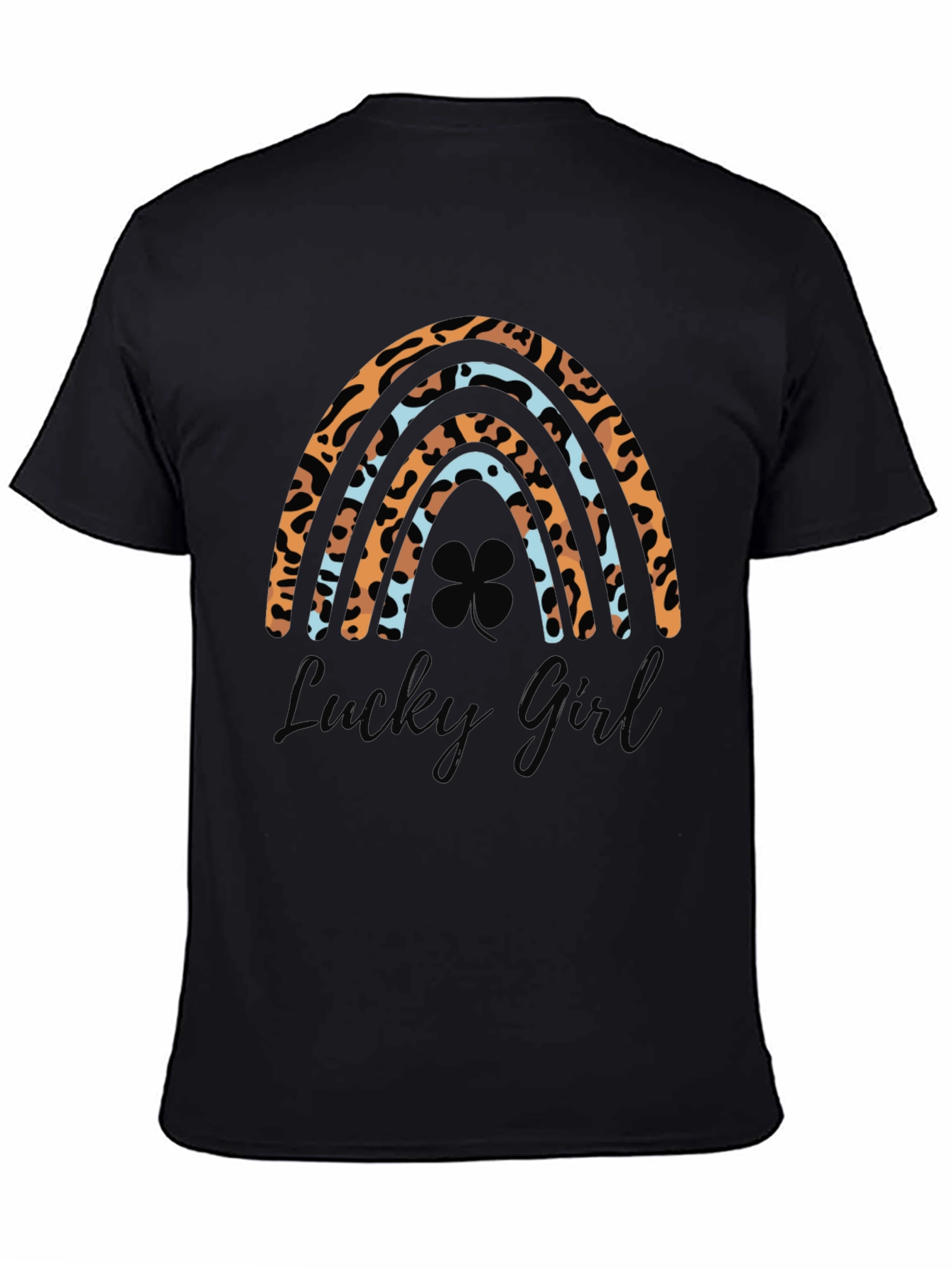 Lucky Girl Rainbow Leopard Print St. Patricks Day T-Shirt