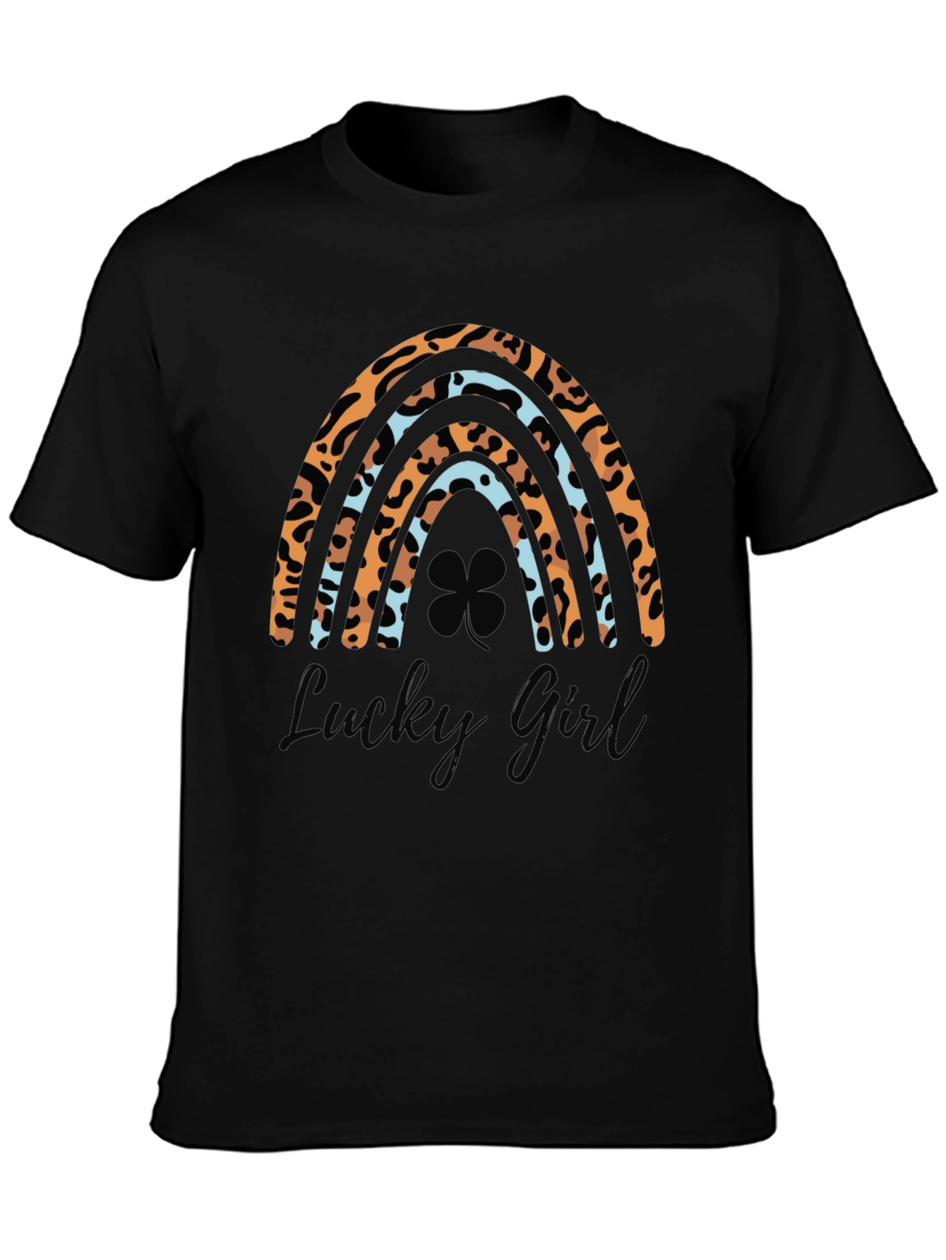 Lucky Girl Rainbow Leopard Print St. Patricks Day T-Shirt