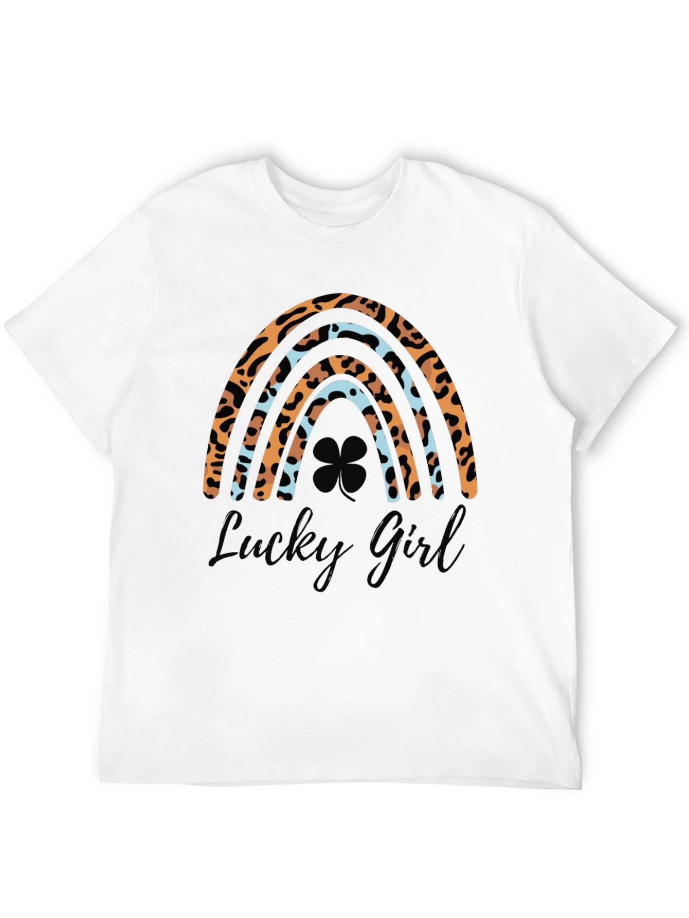 Lucky Girl Rainbow Leopard Print St. Patricks Day T-Shirt