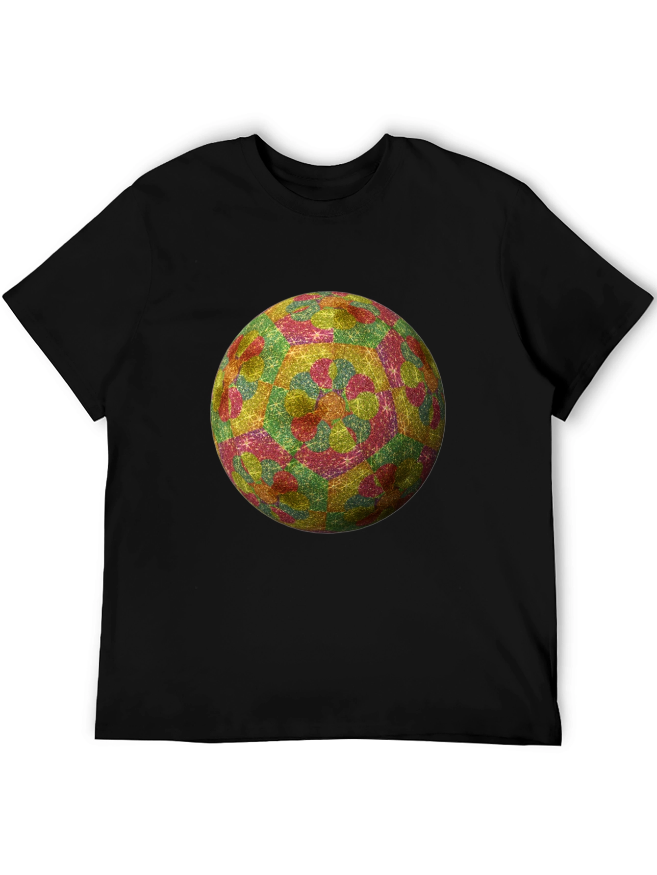 Geometric Globe Print Black T-Shirt