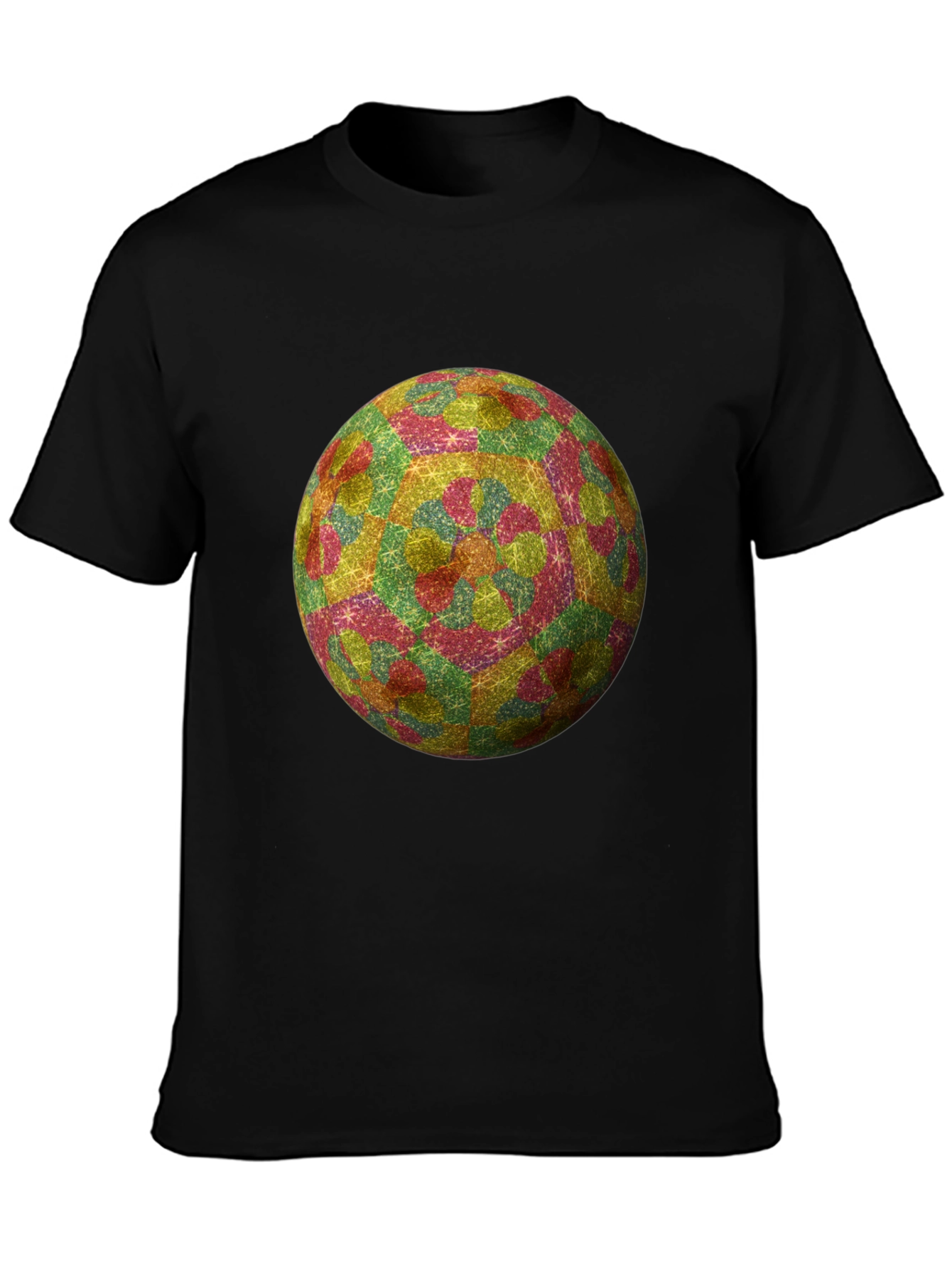 Geometric Globe Print Black T-Shirt