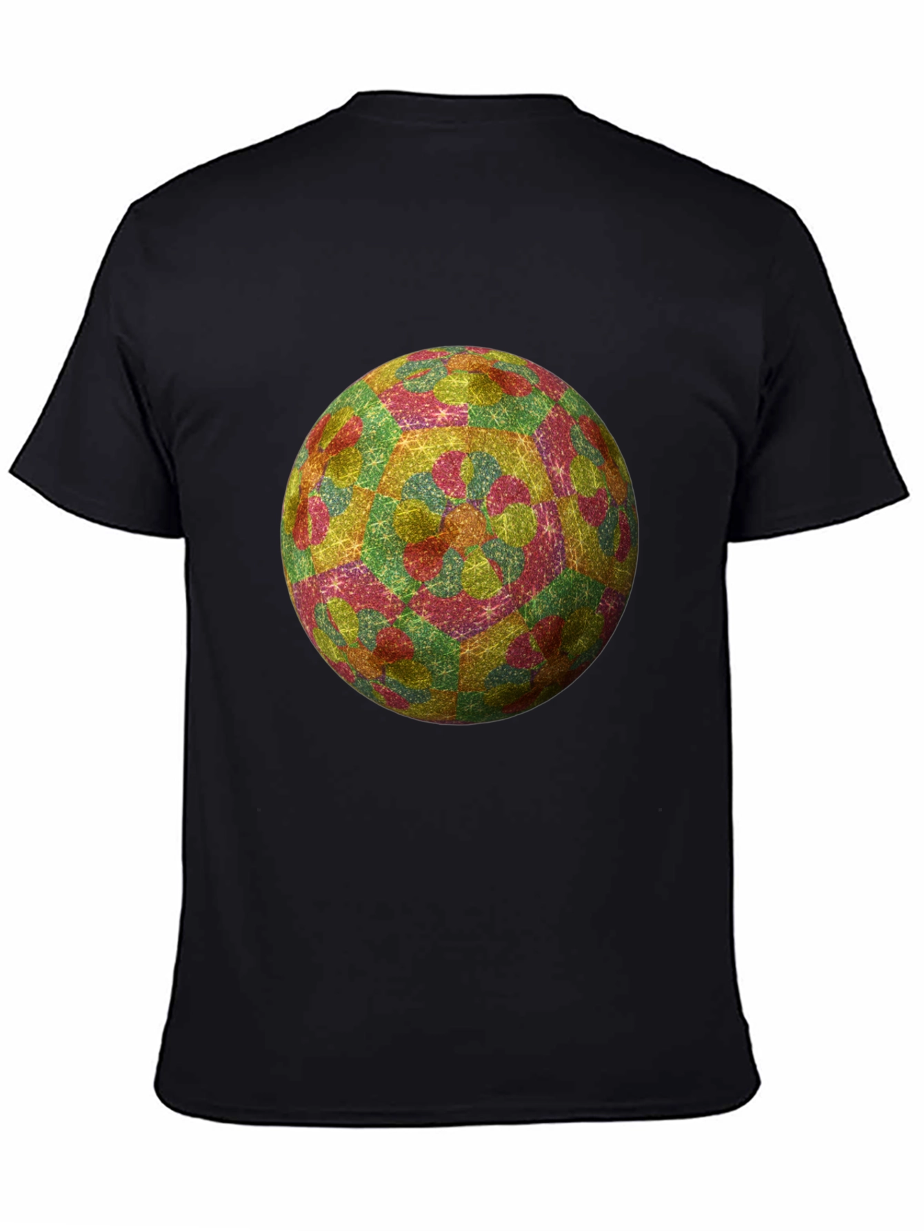 Geometric Globe Print Black T-Shirt