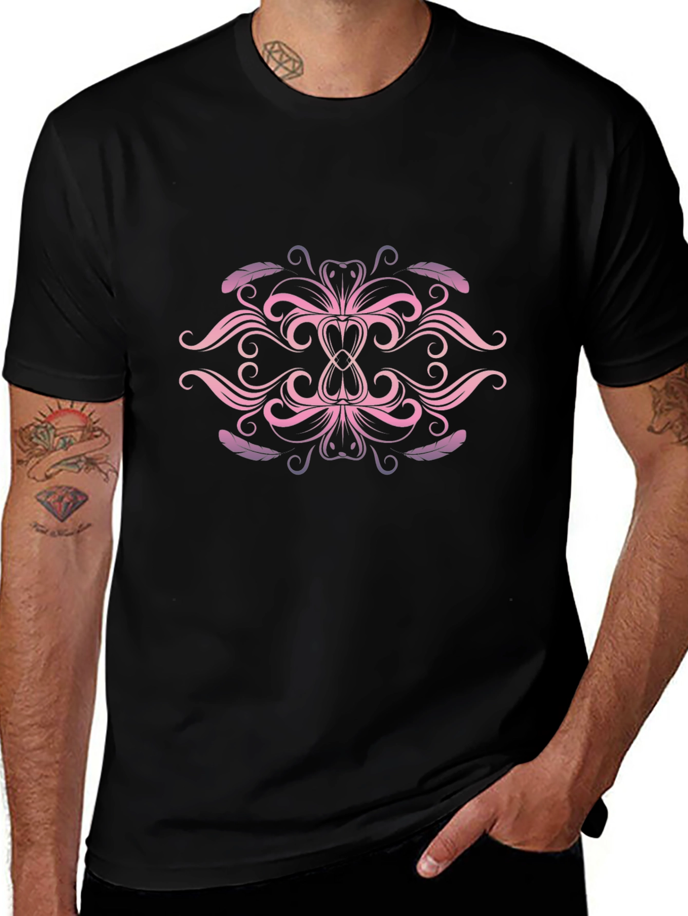 Elegant Pink & Purple Swirl Graphic T-Shirt