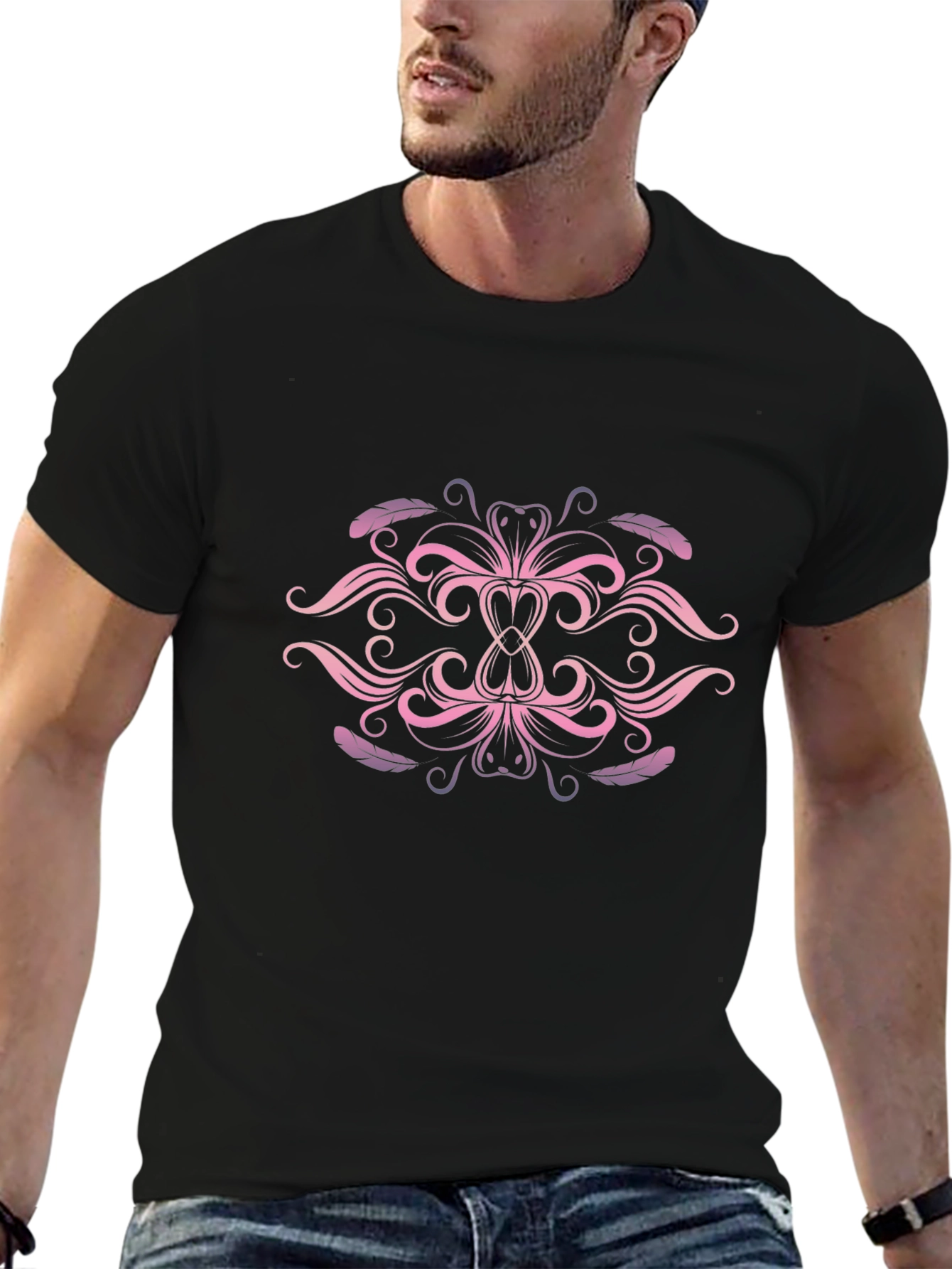 Elegant Pink & Purple Swirl Graphic T-Shirt