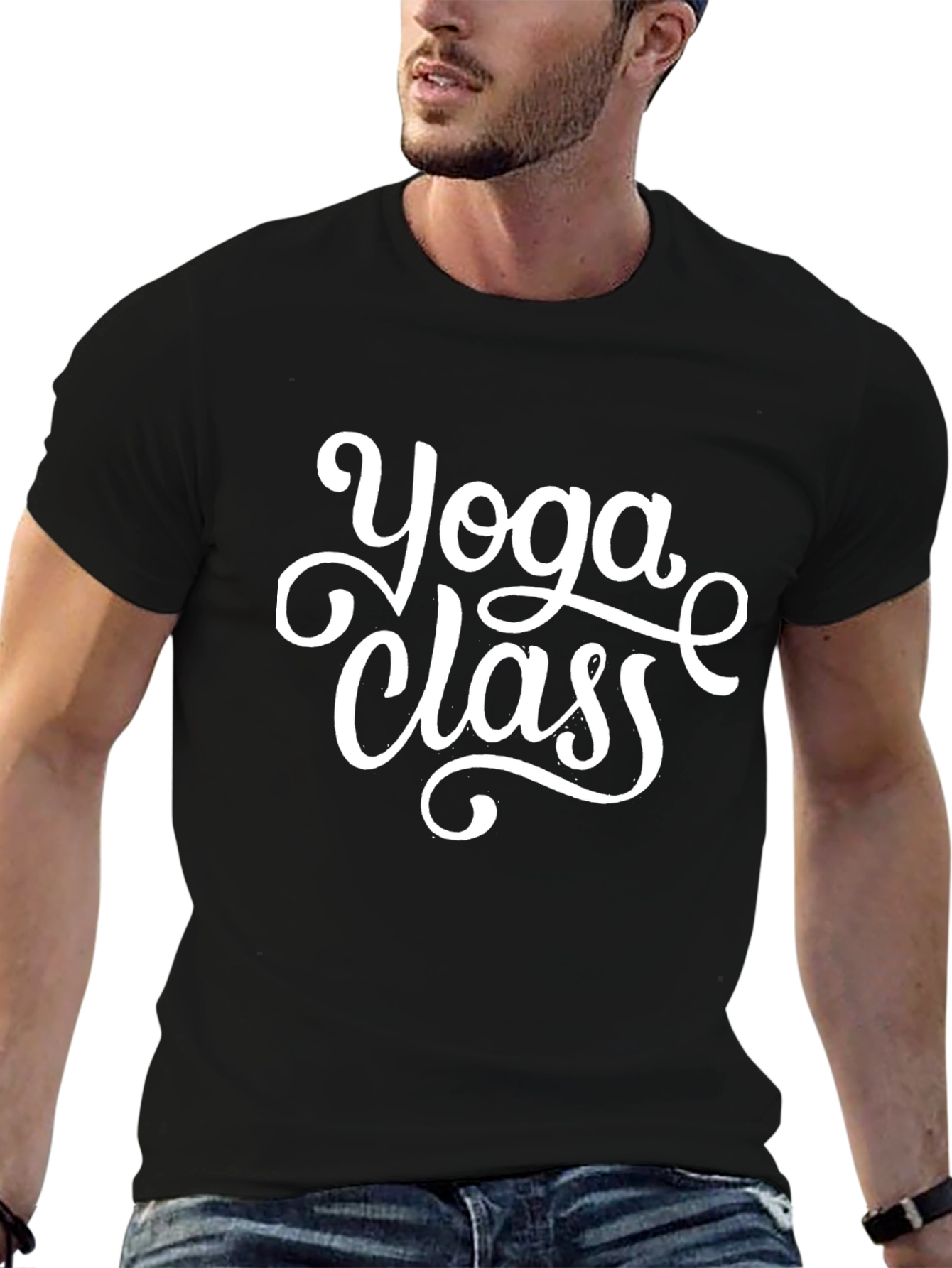 Yoga Class Graphic Print Black T-Shirt