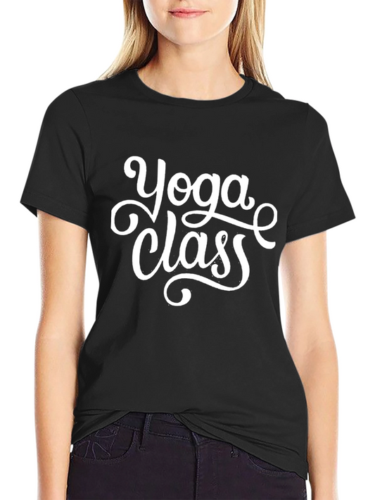 Yoga Class Graphic Print Black T-Shirt