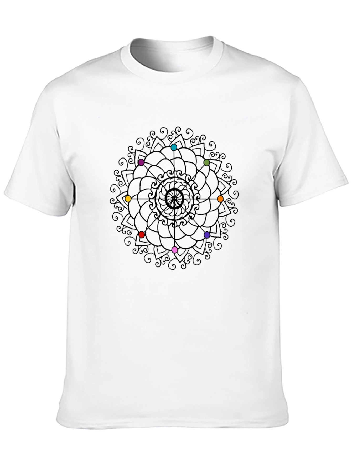 Chakra Mandala Graphic Tee - Black Cotton Shirt