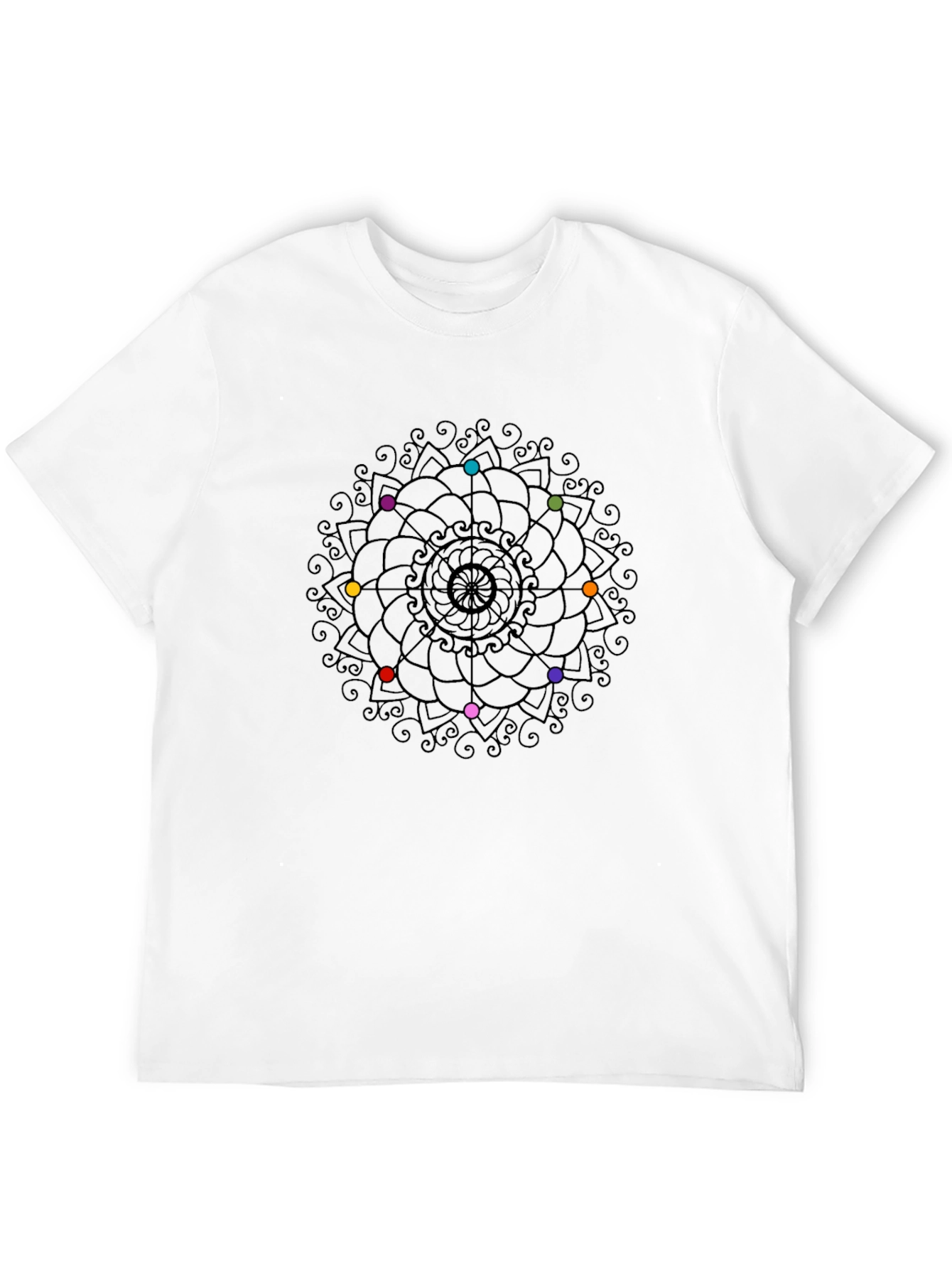 Chakra Mandala Graphic Tee - Black Cotton Shirt
