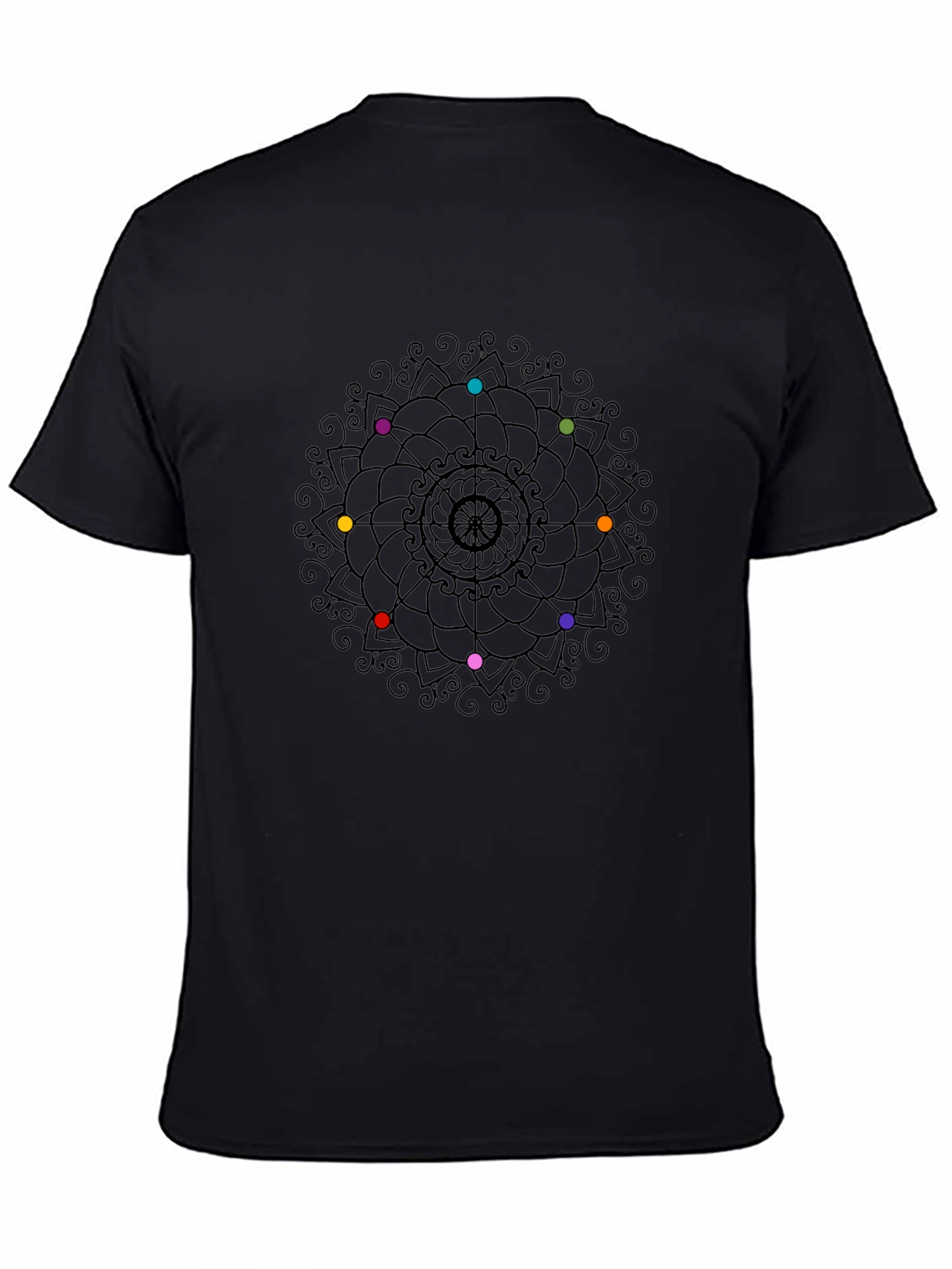 Chakra Mandala Graphic Tee - Black Cotton Shirt