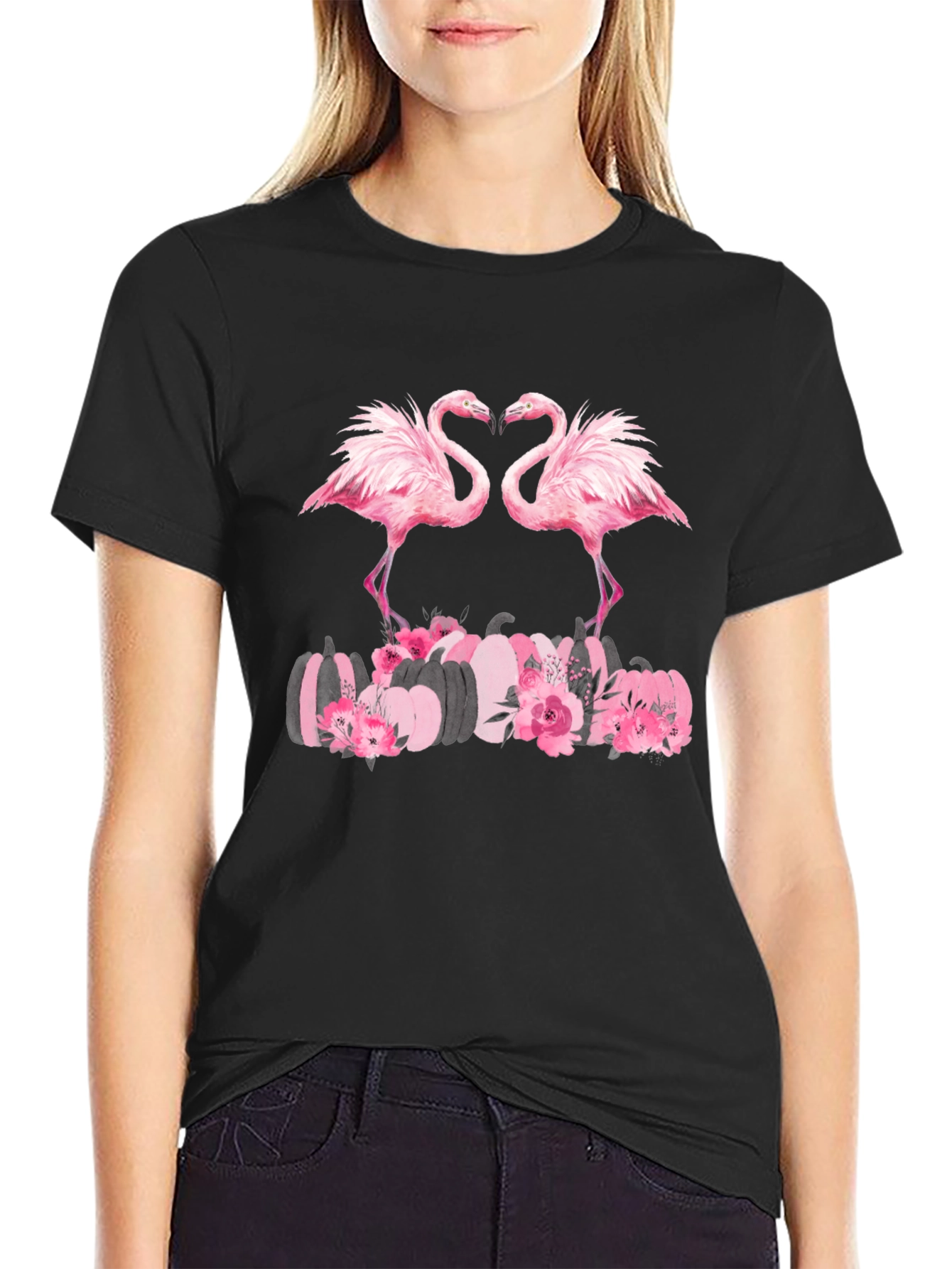 Flamingo & Pumpkin Graphic T-Shirt