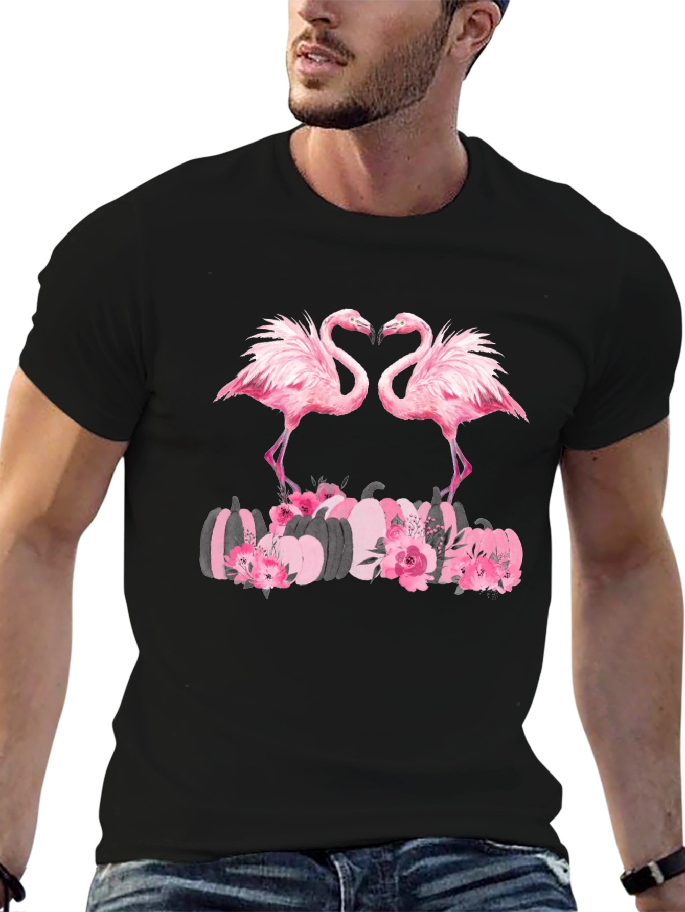 Flamingo & Pumpkin Graphic T-Shirt