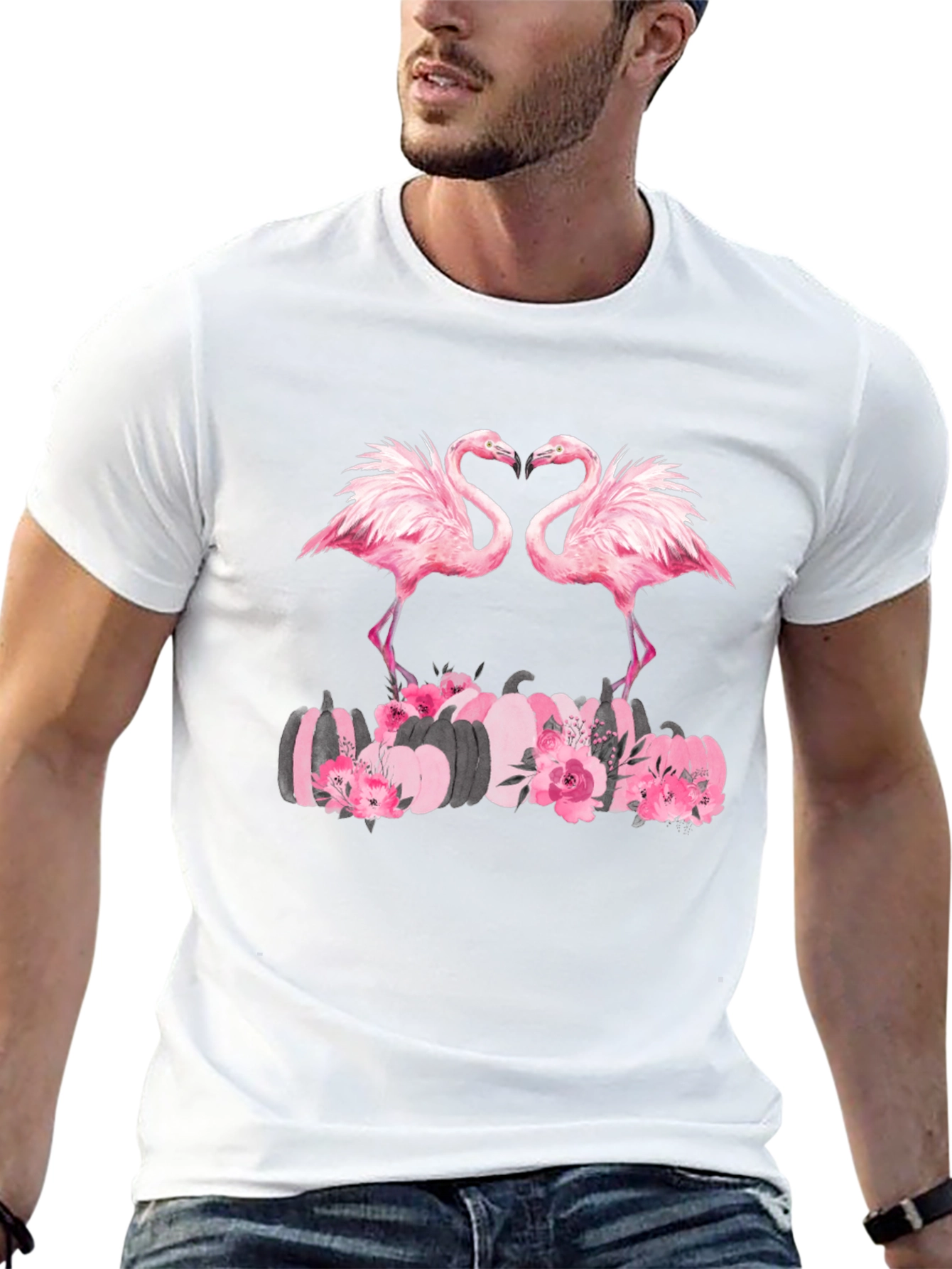 Flamingo & Pumpkin Graphic T-Shirt