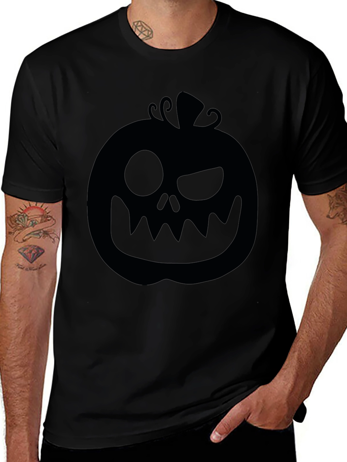 Halloween Pumpkin Graphic Tee - Mens Black T-Shirt