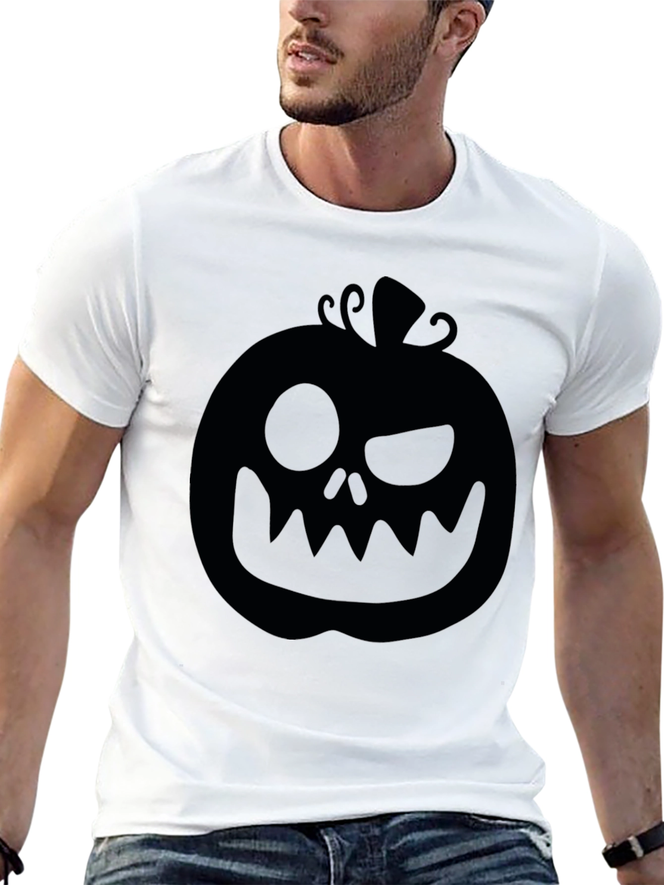 Halloween Pumpkin Graphic Tee - Mens Black T-Shirt