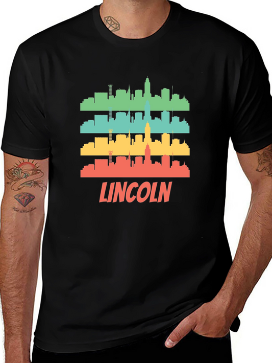 Lincoln Nebraska Skyline Retro T-Shirt