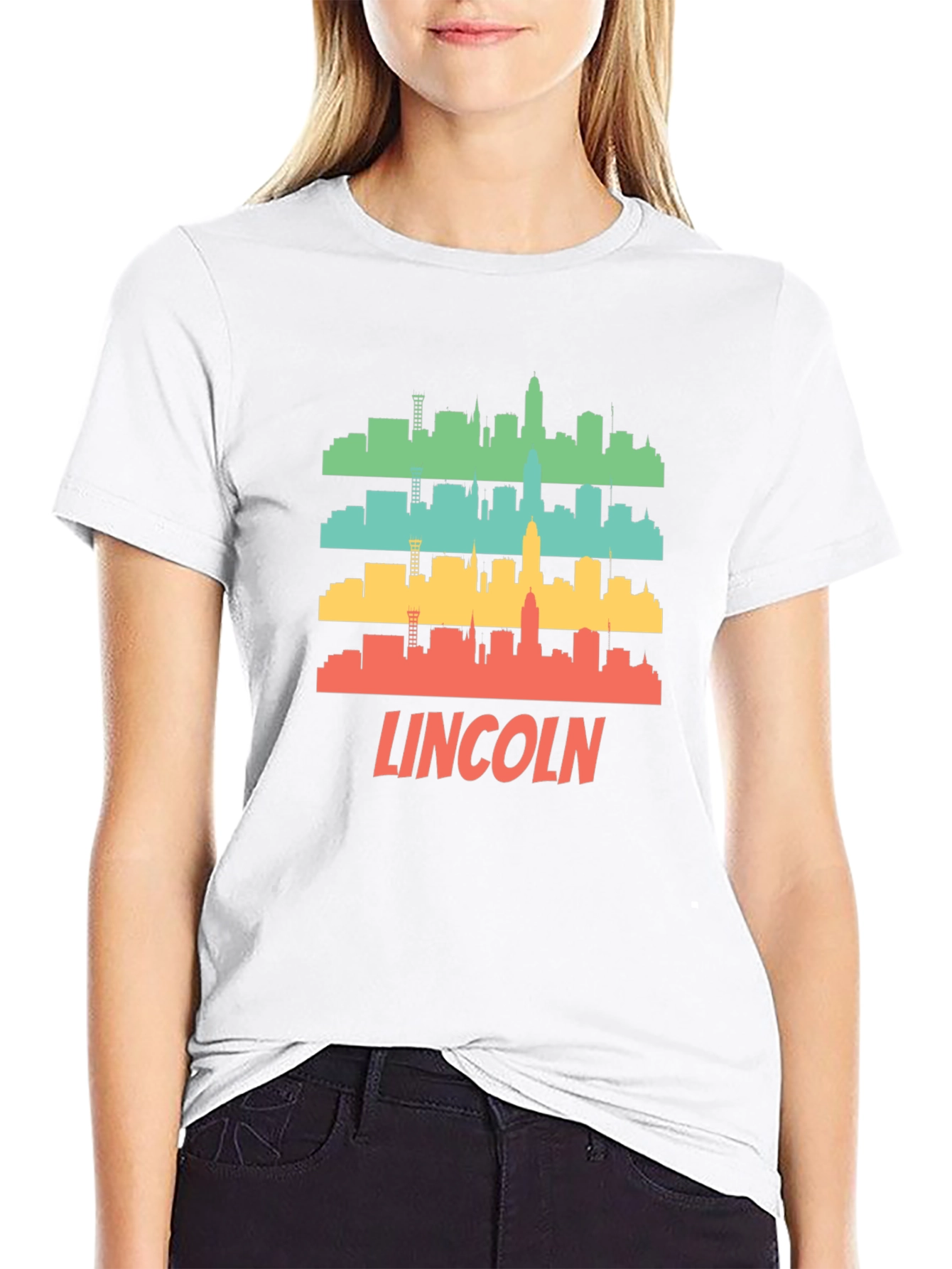 Lincoln Nebraska Skyline Retro T-Shirt