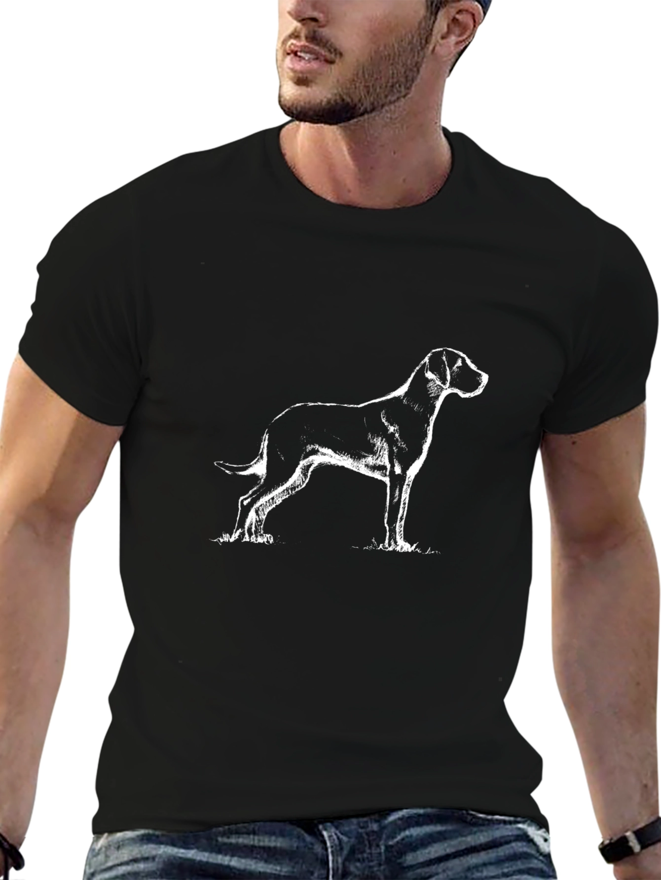 Dog Sketch Black T-Shirt