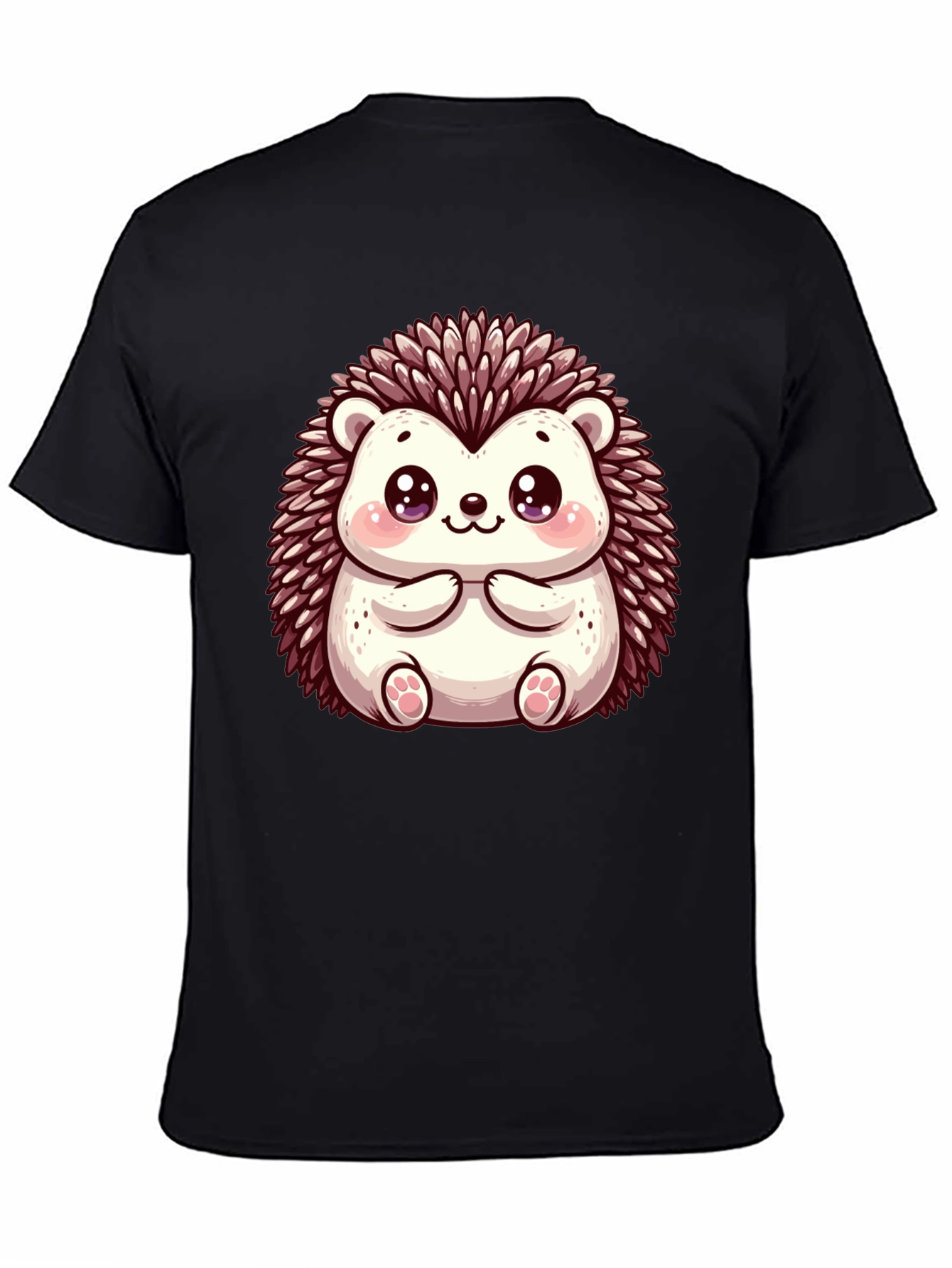 Cute Hedgehog Graphic Black T-Shirt