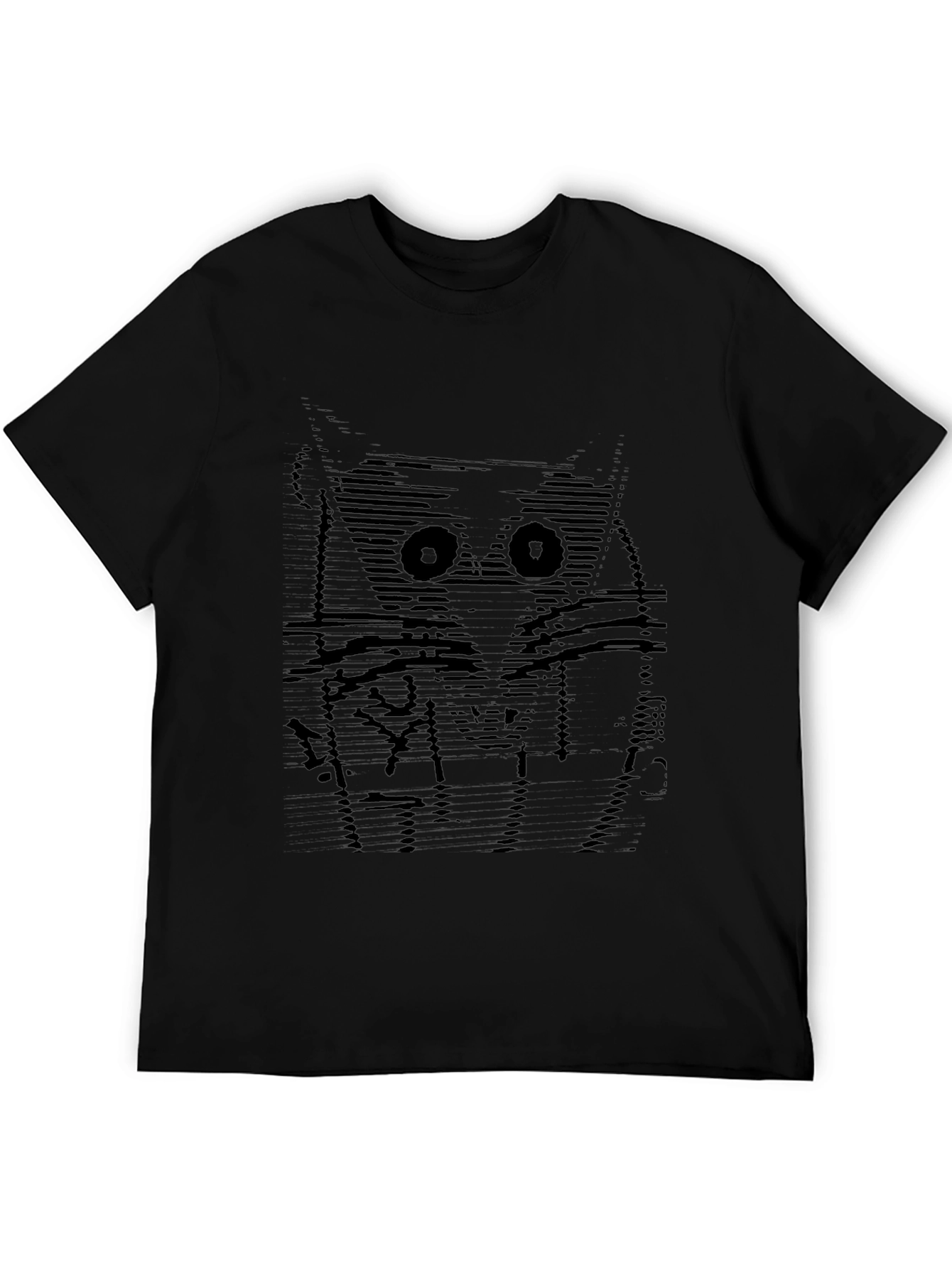 Abstract Owl Graphic Black T-Shirt
