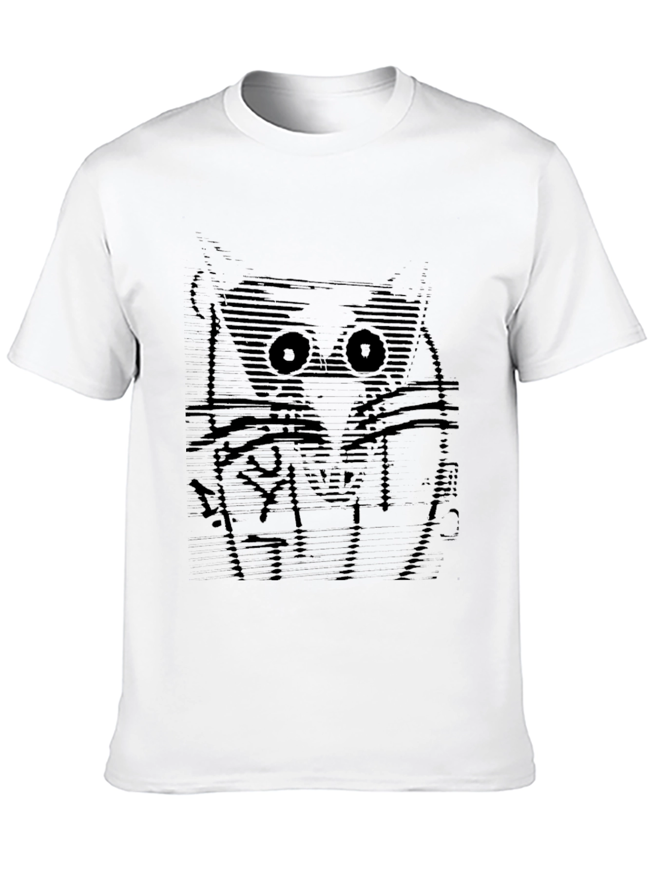 Abstract Owl Graphic Black T-Shirt