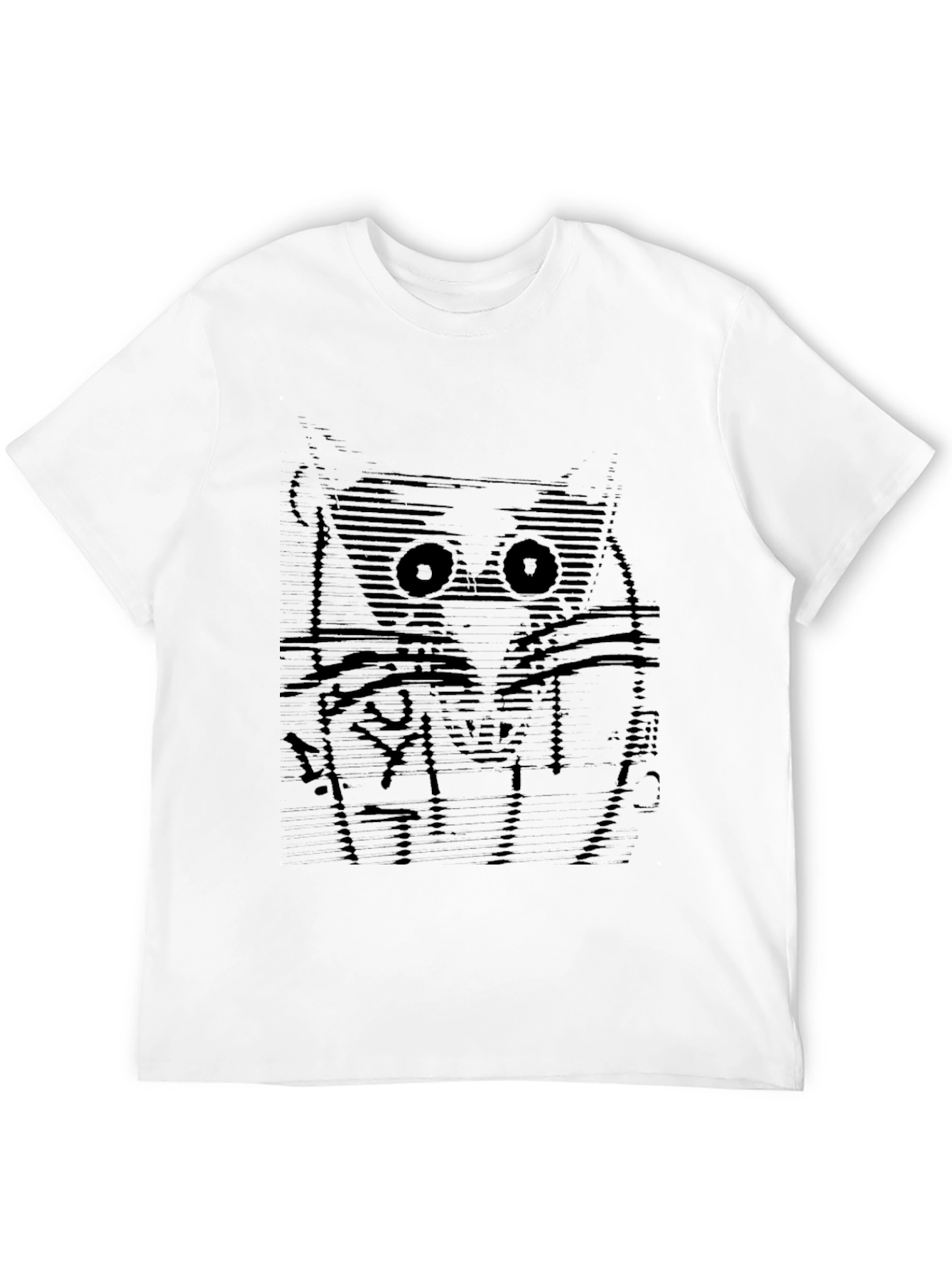 Abstract Owl Graphic Black T-Shirt