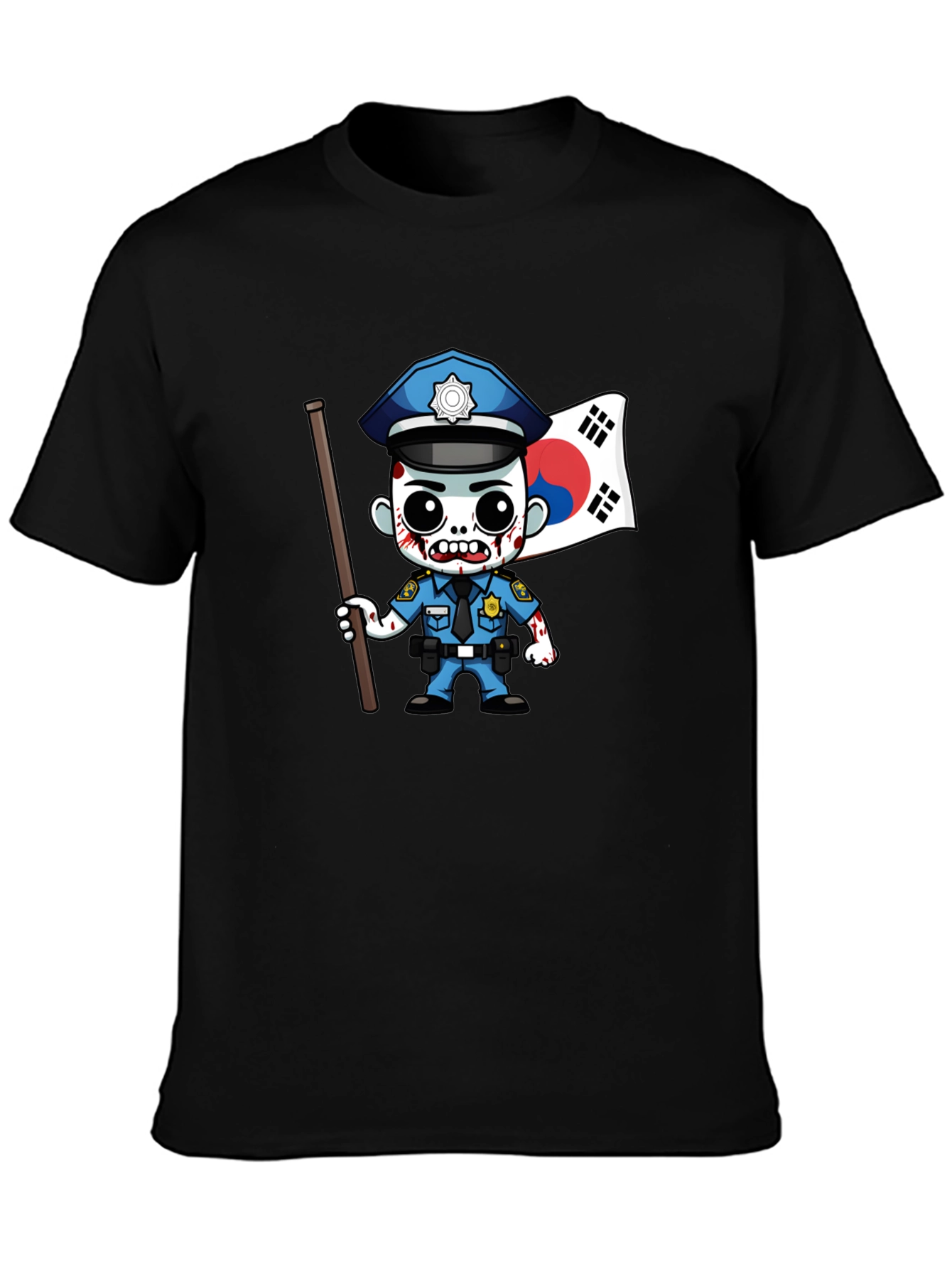 Zombie Cop South Korea Flag T-Shirt