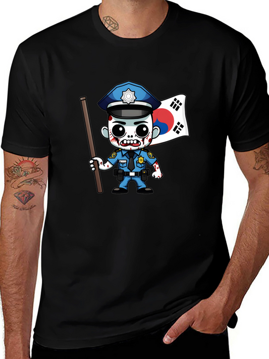 Zombie Cop South Korea Flag T-Shirt