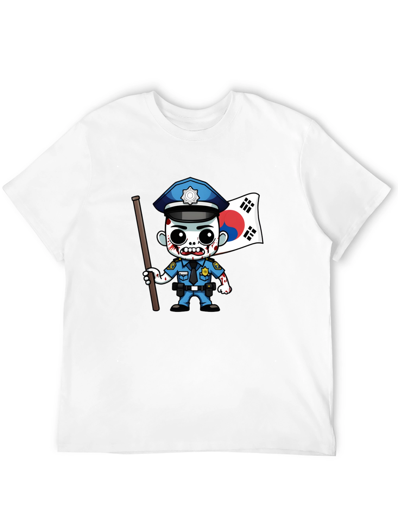 Zombie Cop South Korea Flag T-Shirt