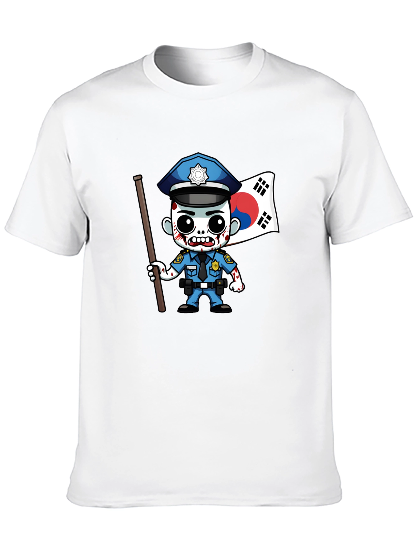 Zombie Cop South Korea Flag T-Shirt