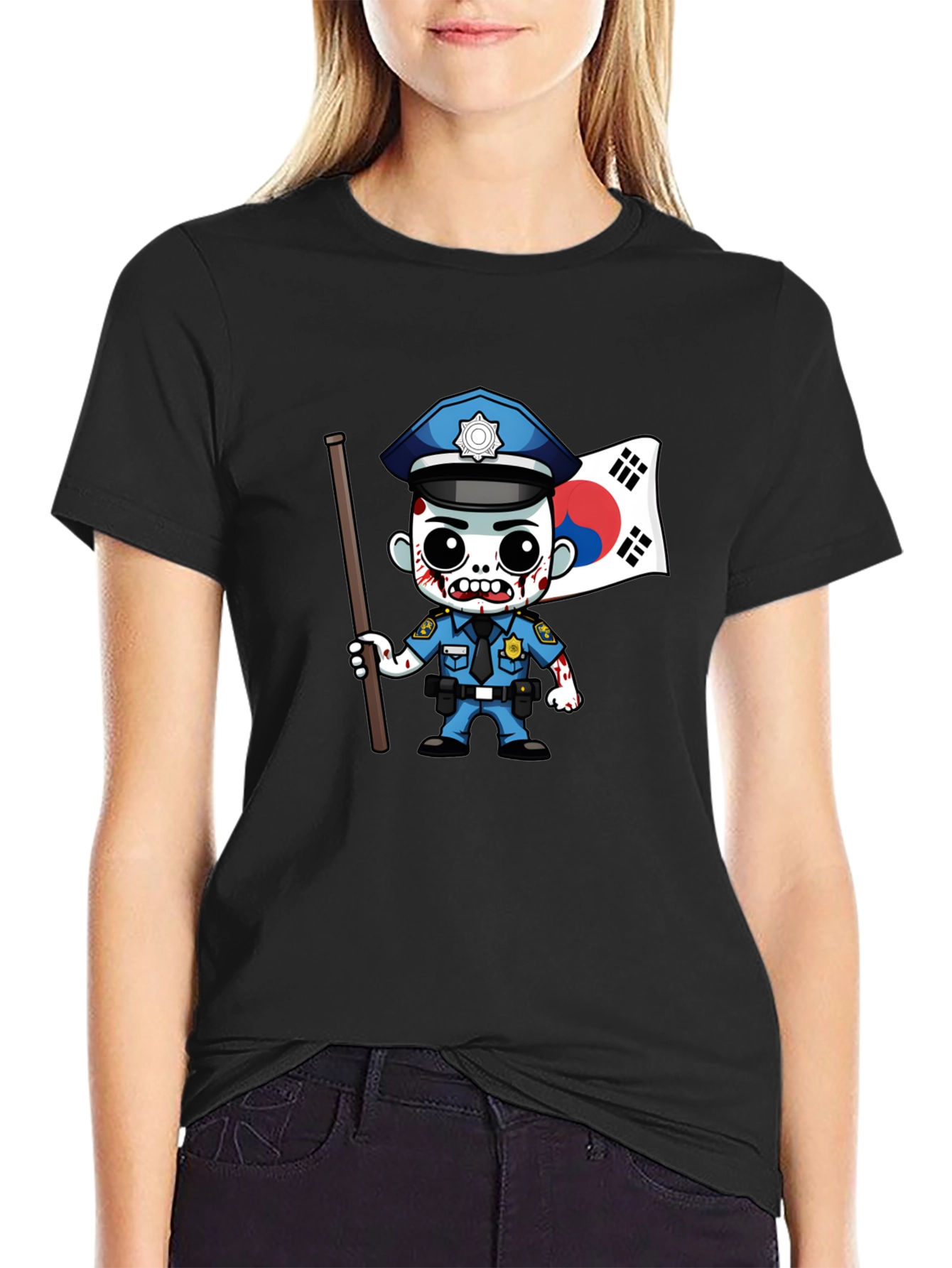 Zombie Cop South Korea Flag T-Shirt
