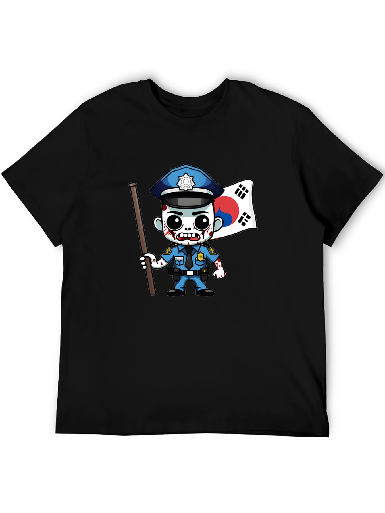 Zombie Cop South Korea Flag T-Shirt