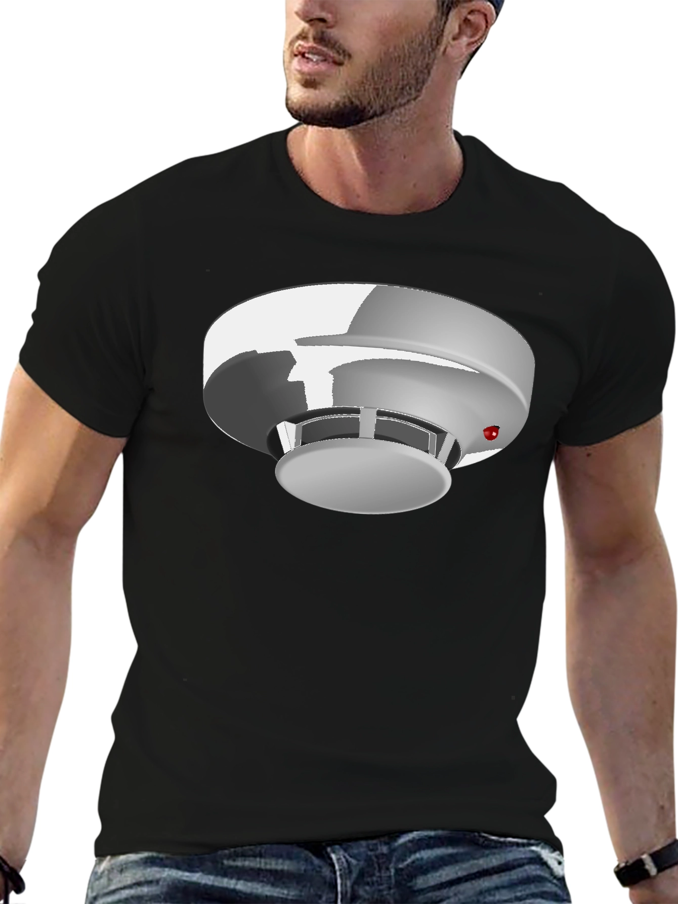 Smoke Detector Graphic Tee - Black Cotton Blend