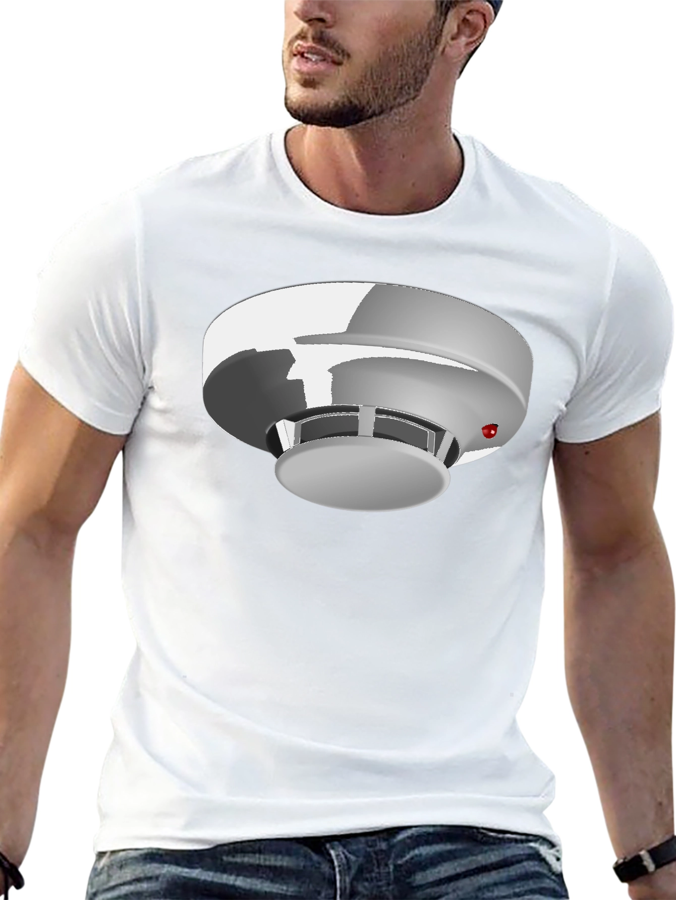 Smoke Detector Graphic Tee - Black Cotton Blend