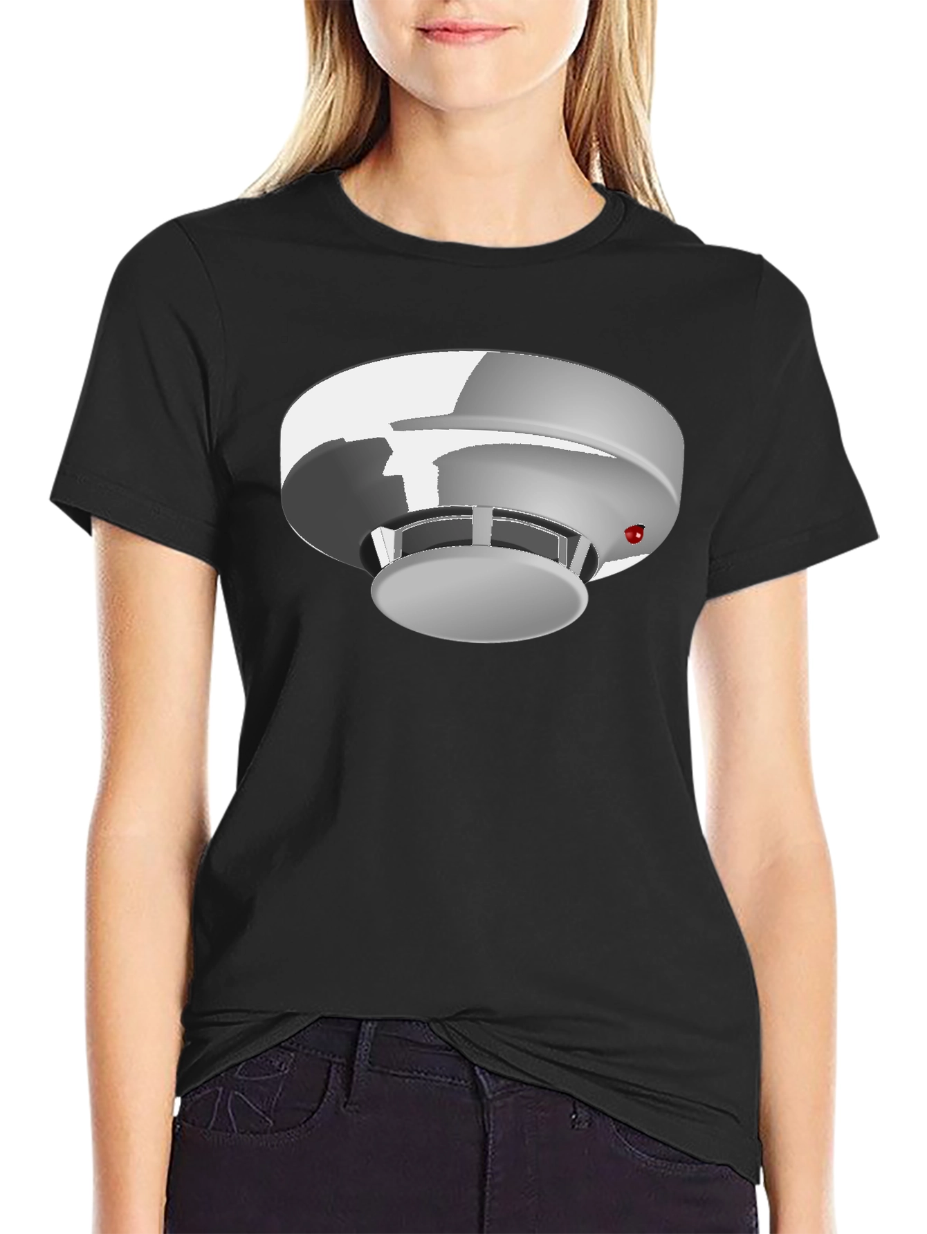 Smoke Detector Graphic Tee - Black Cotton Blend